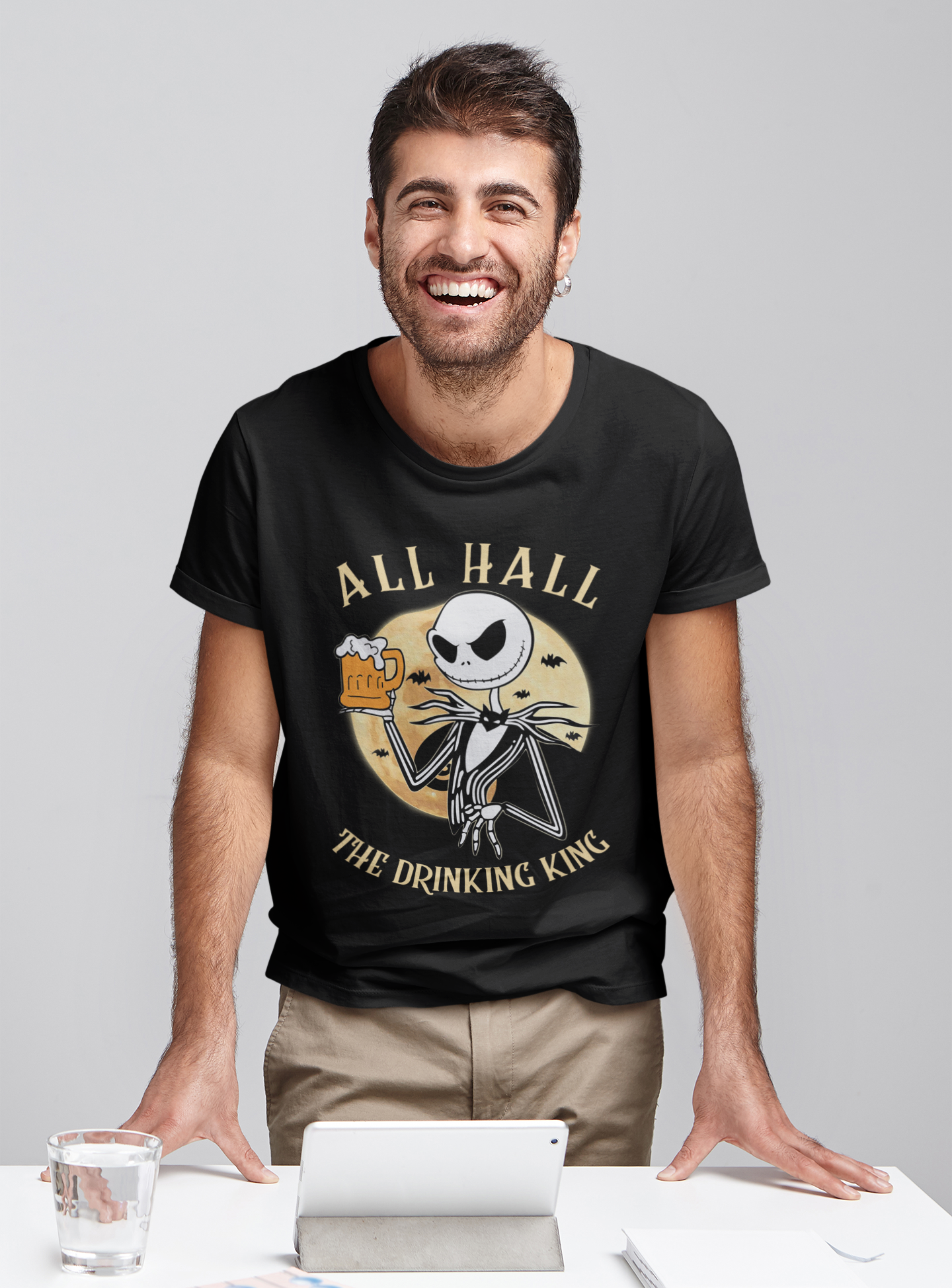 Nightmare Before Christmas T Shirt, Jack Skellington T Shirt, All Hall The Drinking King Tshirt, Halloween Gifts