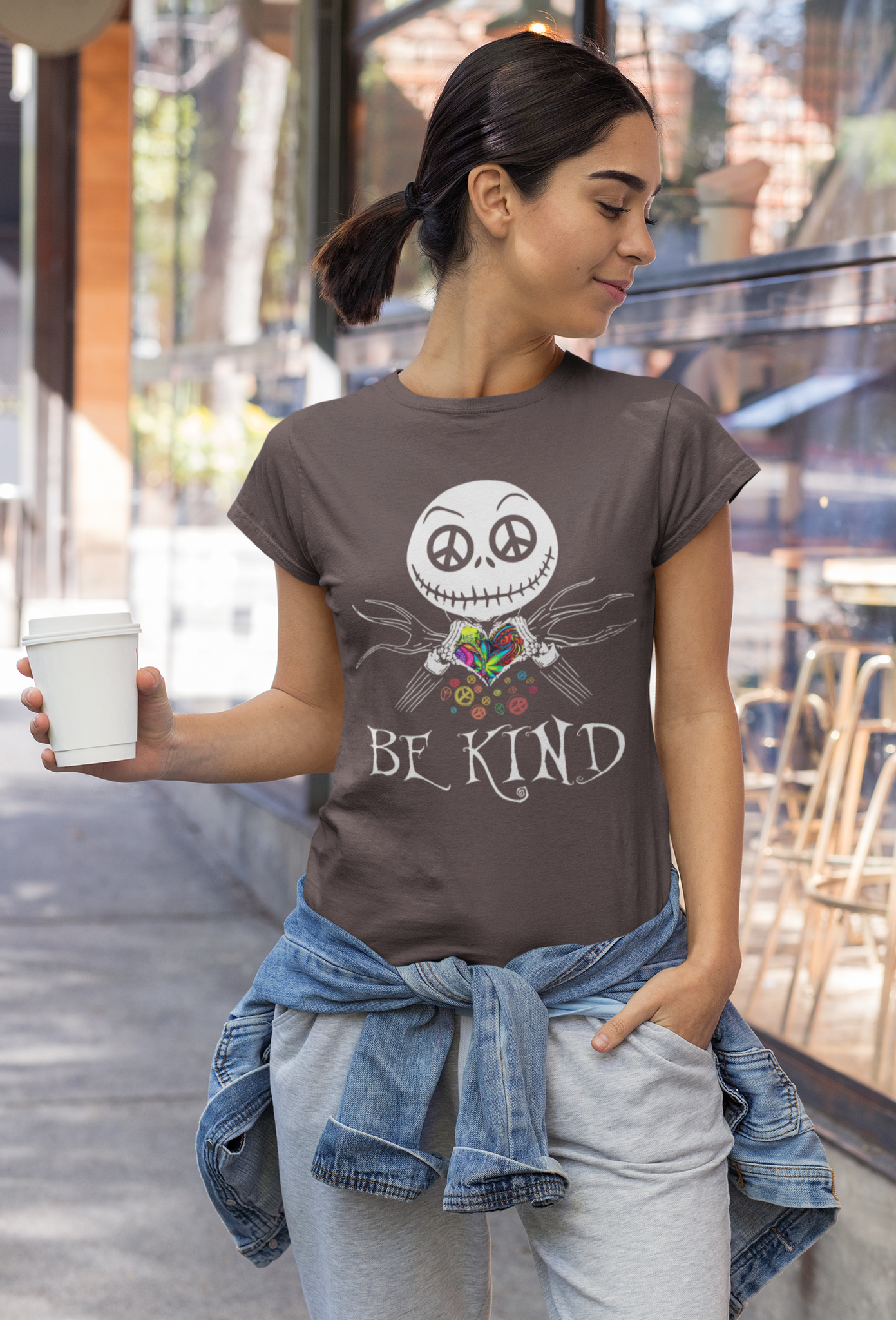 Nightmare Before Christmas T Shirt, Jack Skellington T Shirt, Hippie Peace Sign Be Kind Tshirt, Halloween Gifts