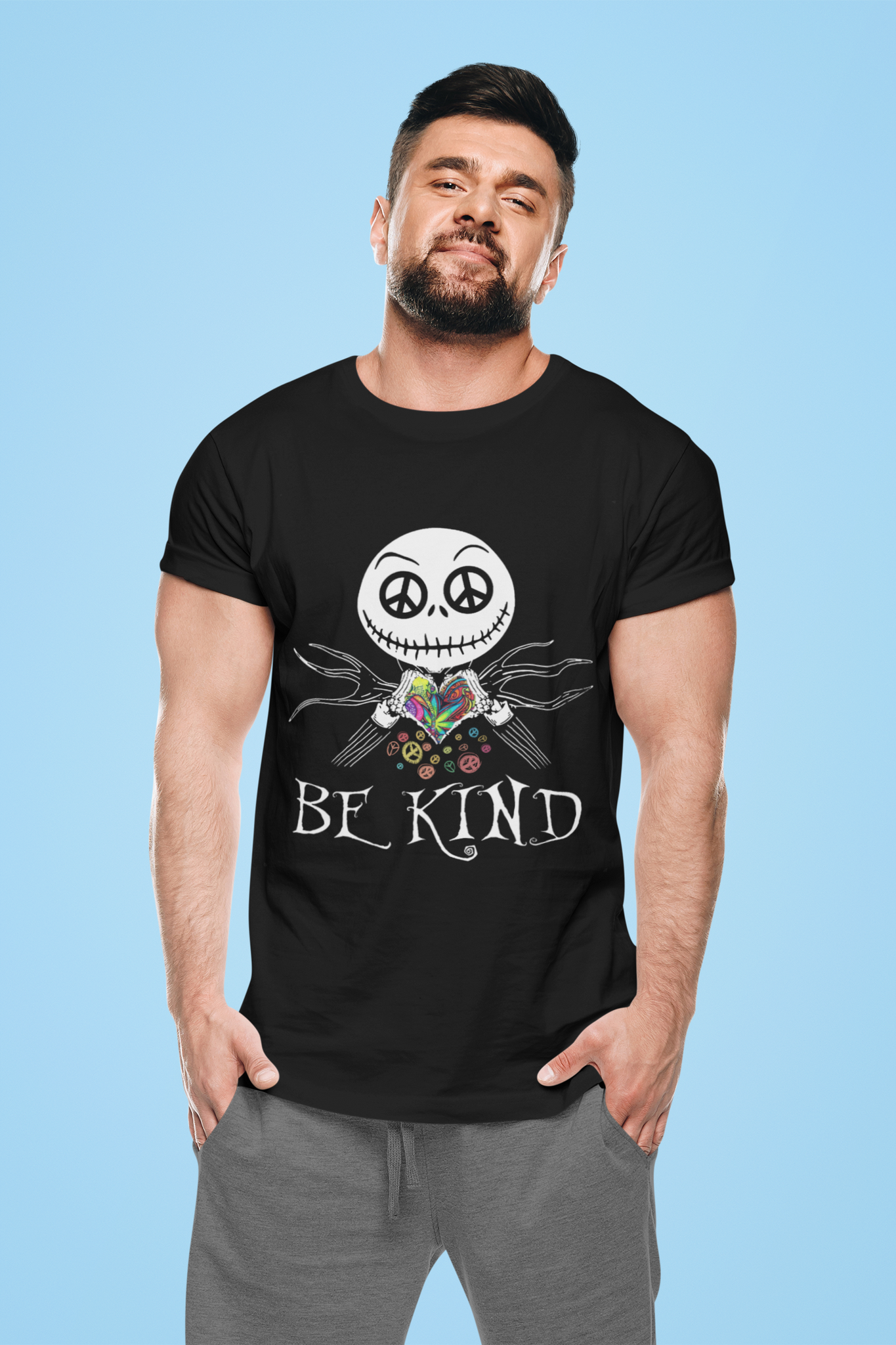 Nightmare Before Christmas T Shirt, Jack Skellington T Shirt, Hippie Peace Sign Be Kind Tshirt, Halloween Gifts