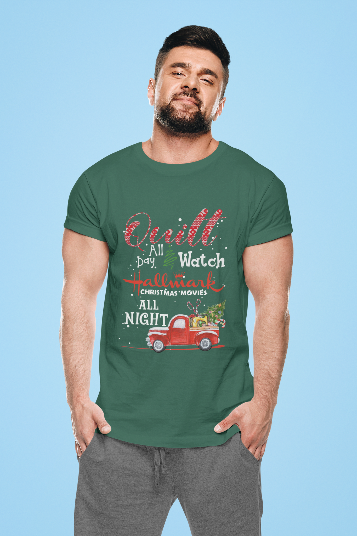 Hallmark Christmas T Shirt, Quilt All Day T Shirt, Watch Hallmark Christmas Movies All Night Tshirt, Christmas Gifts