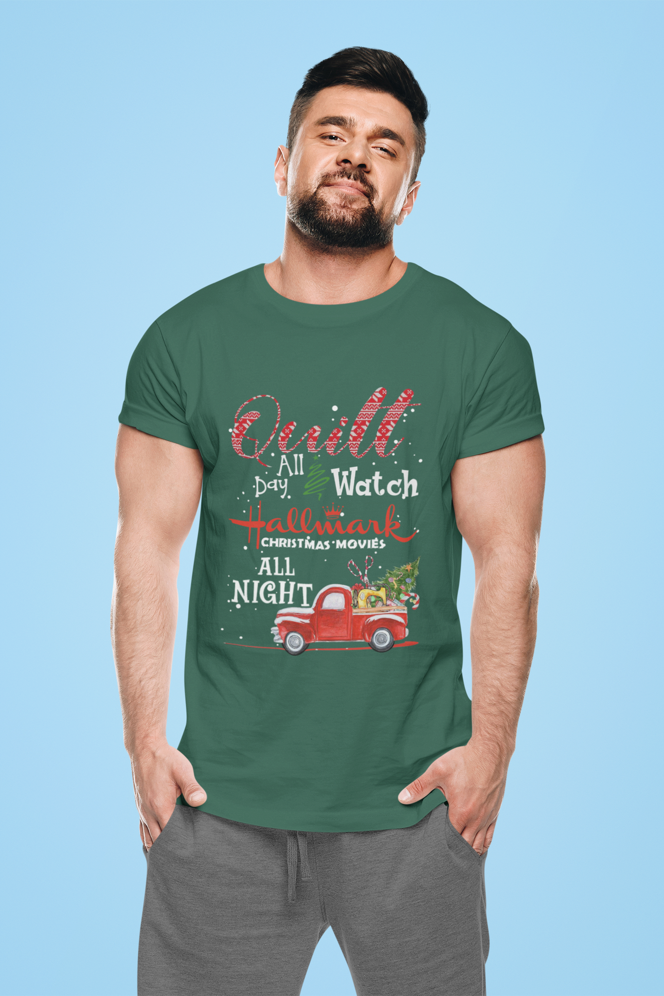 Hallmark Christmas Tshirt, Quilt All Day Watch Hallmark Christmas Movies All Night Shirt, Christmas Gifts