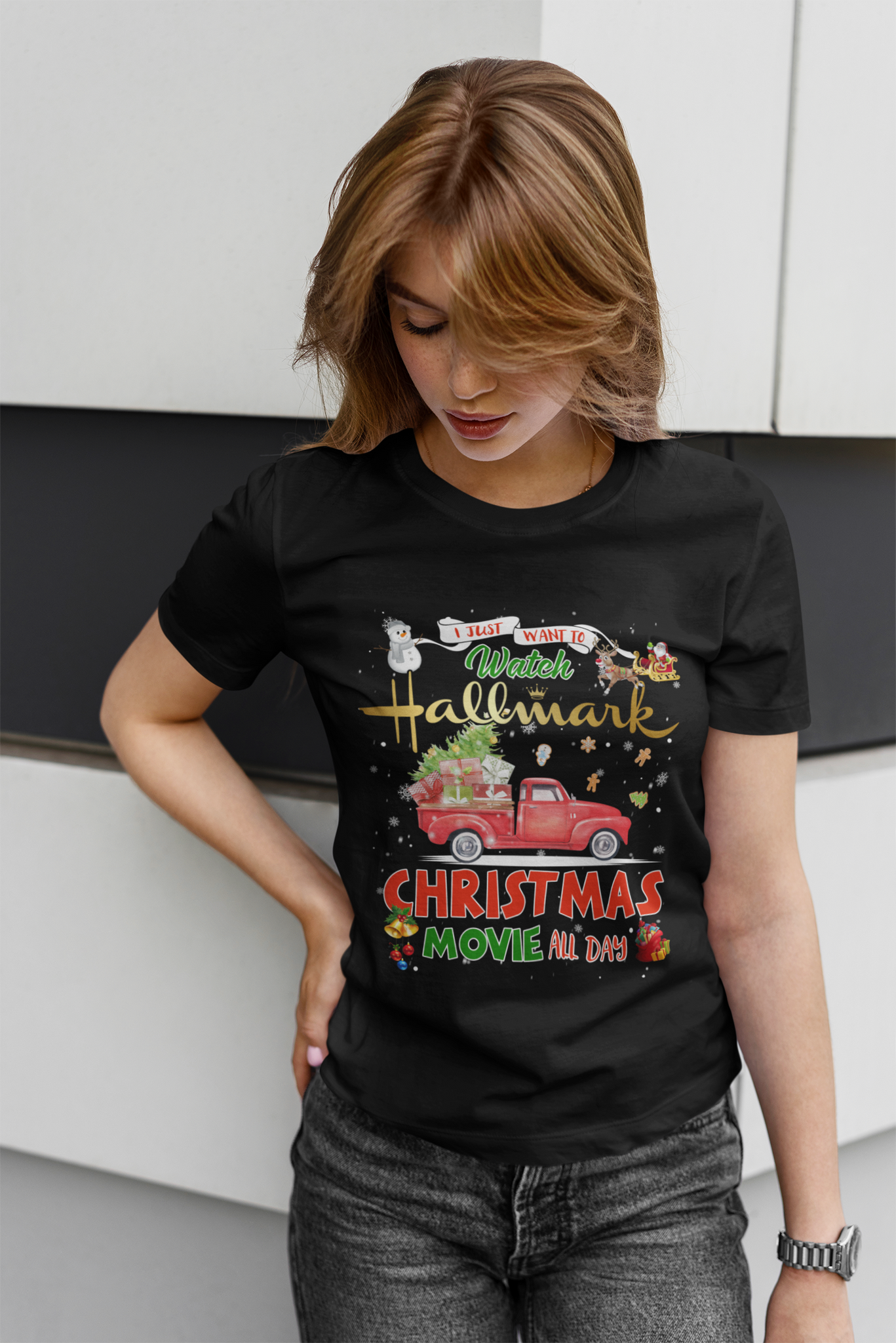 Hallmark Christmas T Shirt, I Just Want To Watch Hallmark Christmas Movie All Day Tshirt, Christmas Gifts