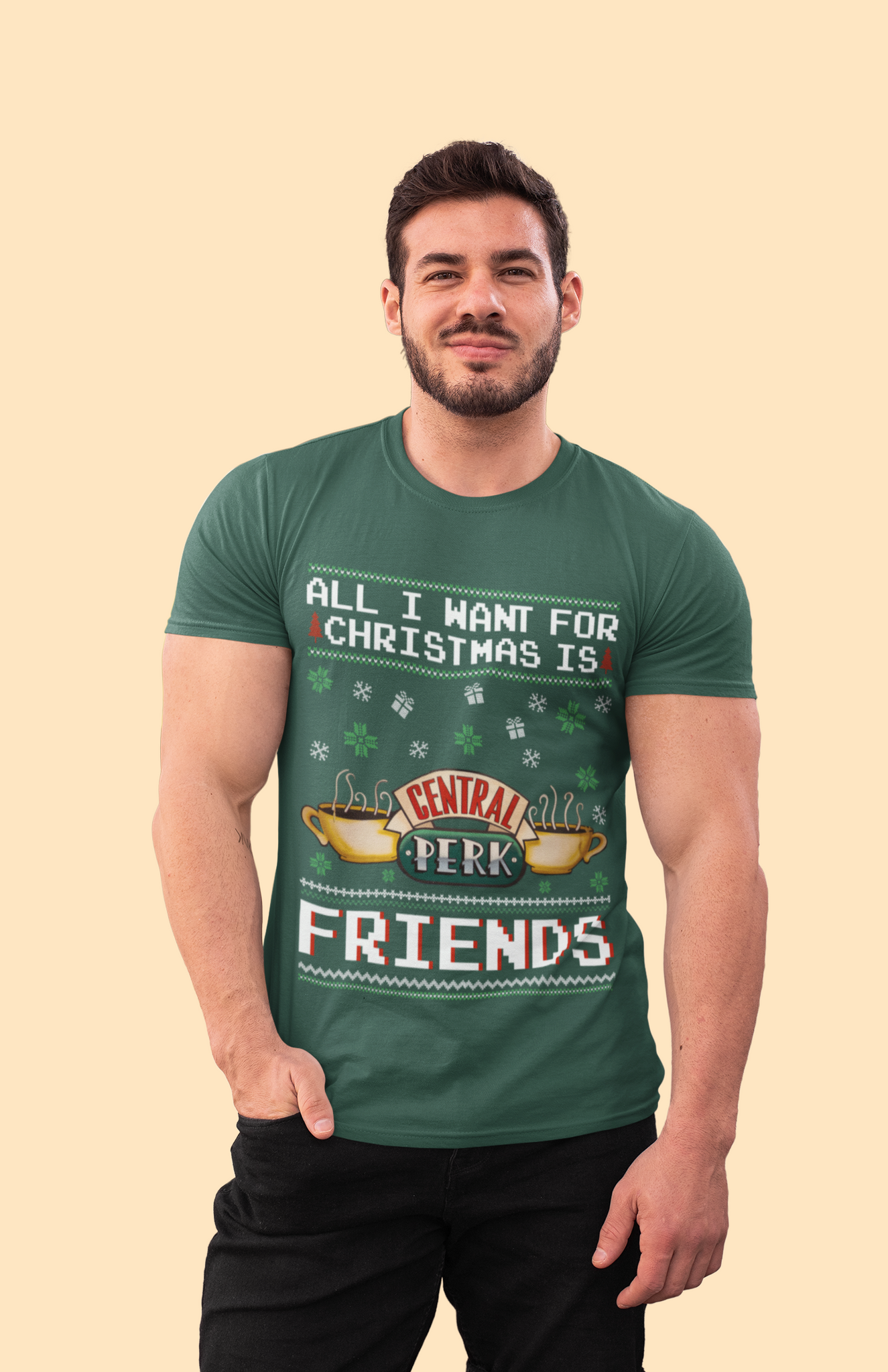 Friends TV Show Ugly Sweater T Shirt, Coffee Central Perk T Shirt, All I Want For Christmas Is Friends Tshirt, Christmas Gifts