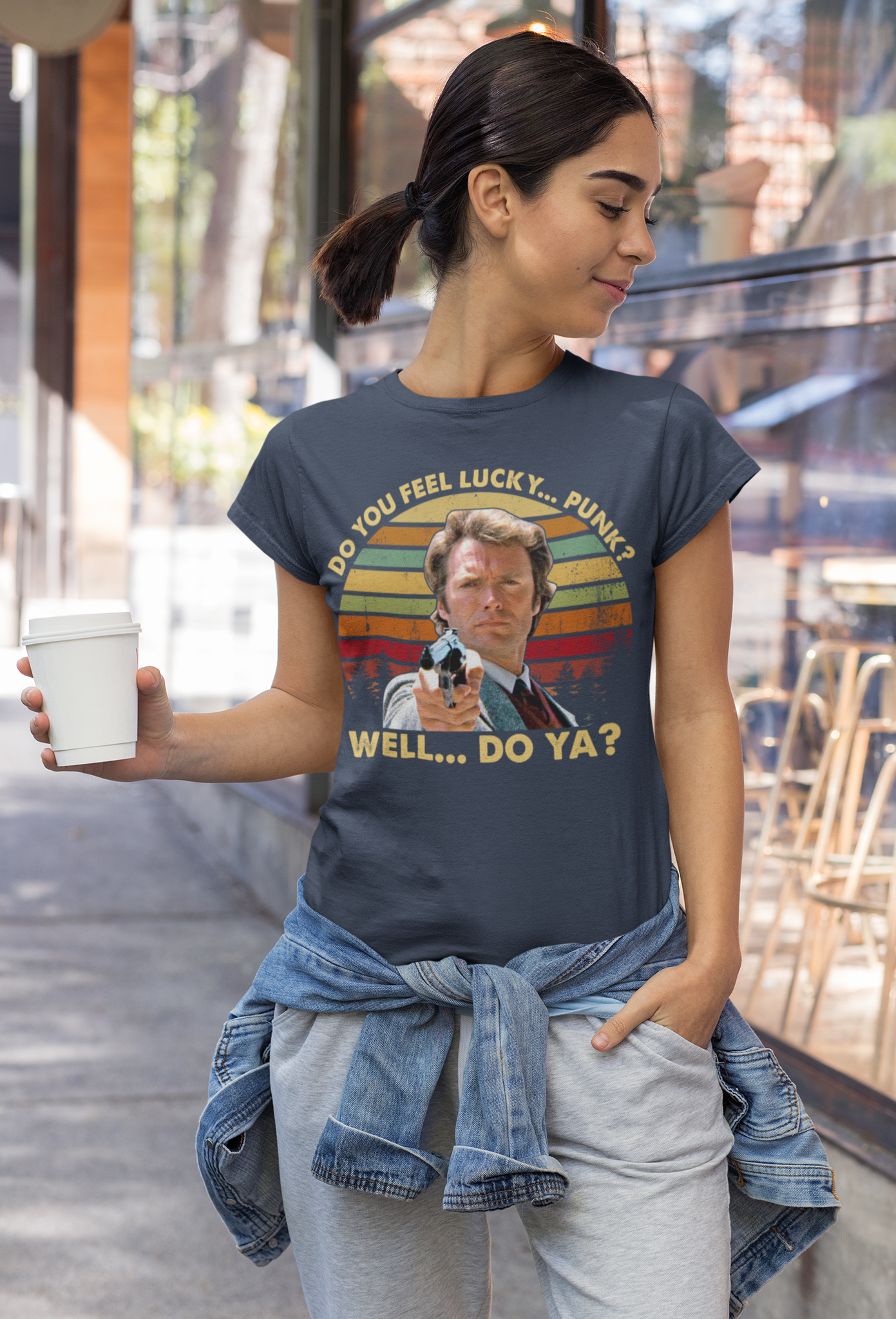 Dirty Harry Movie T Shirt, Harry Callahan T Shirt, Do You Feel Lucky Punk Well Do Ya Tshirt