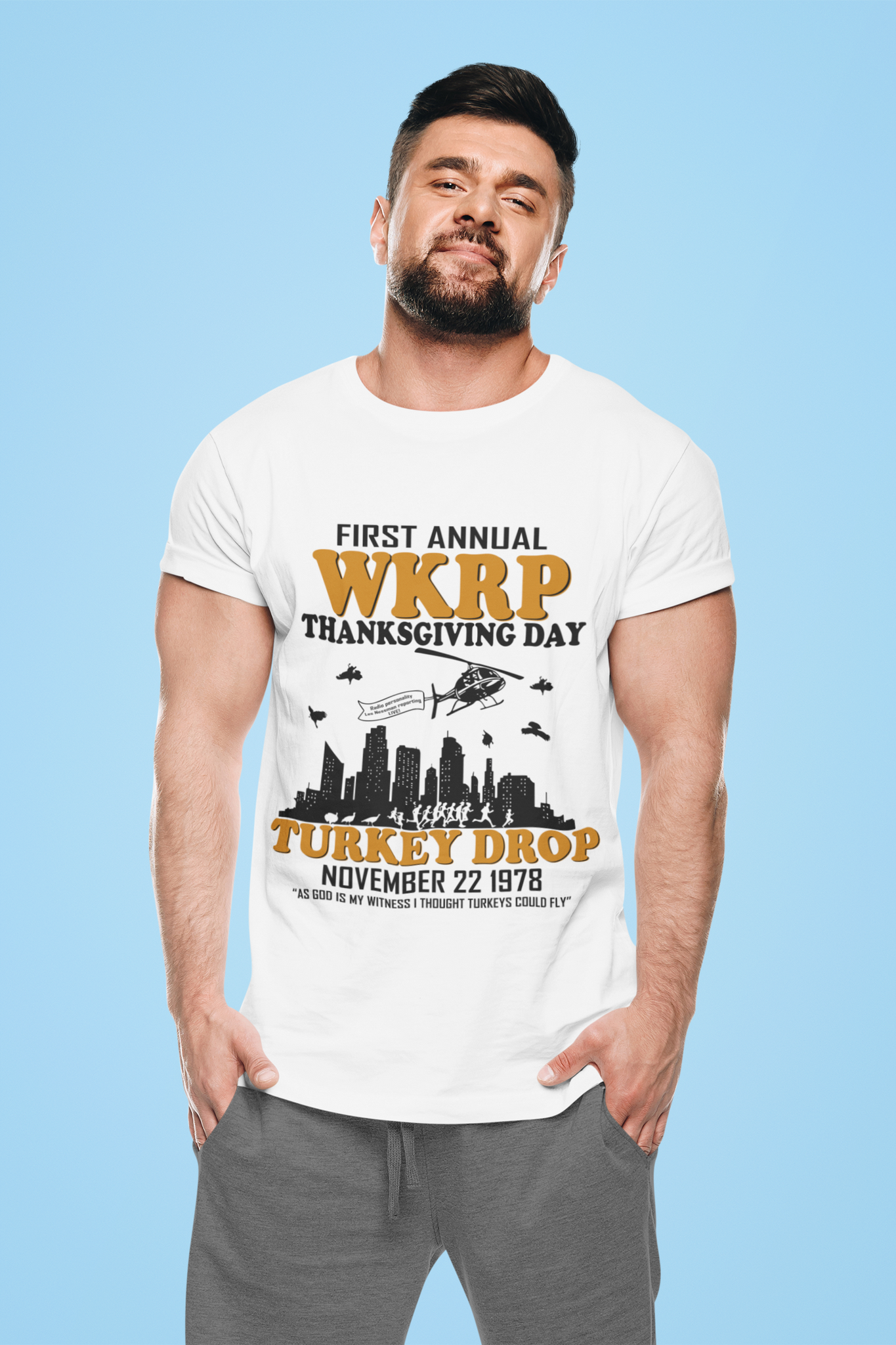 WKRP In Cincinnati T Shirt, First Annual WKRP Thanksgiving Day Turkey Drop T Shirt, Thanksgiving Gifts