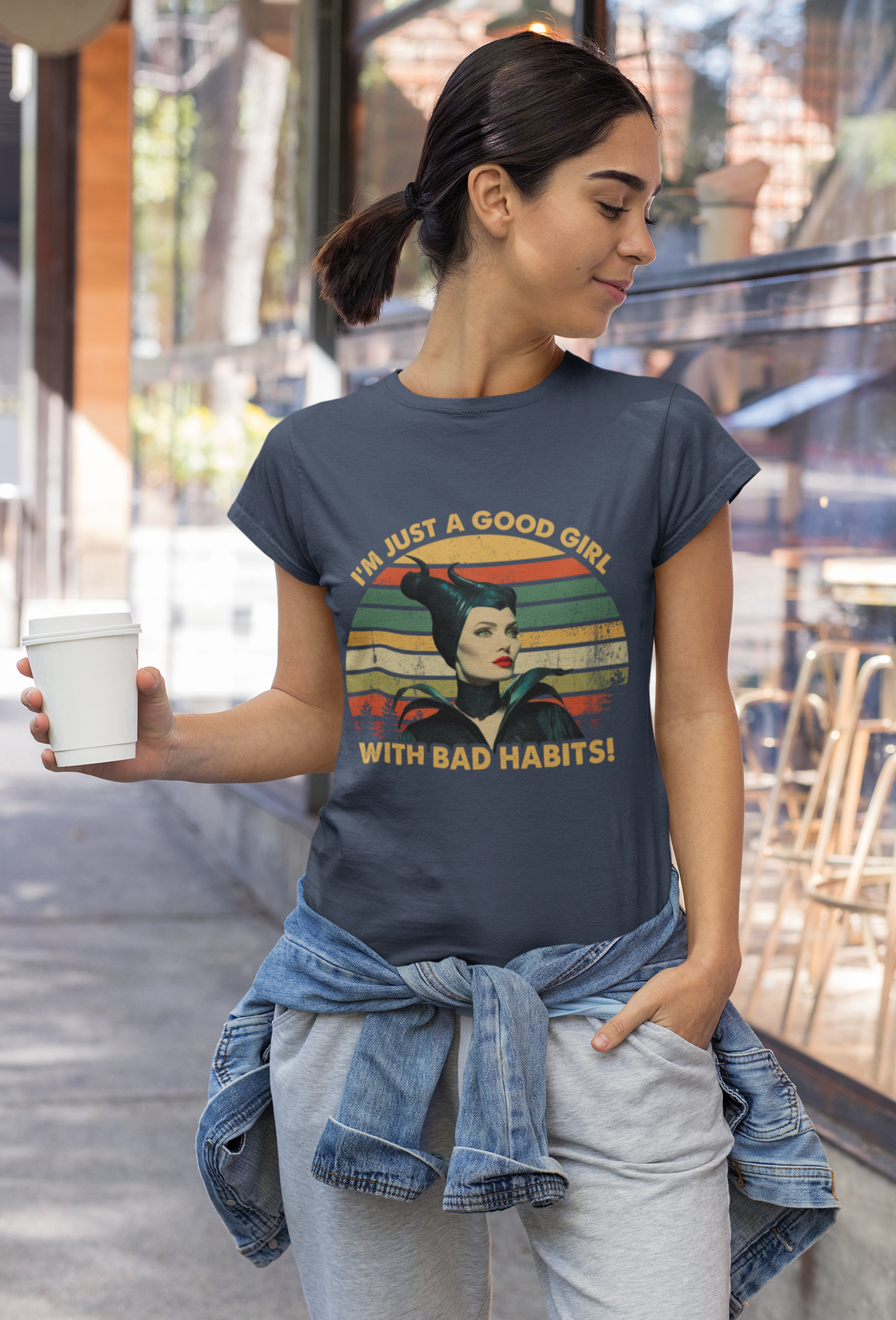 Disney Maleficent Vintage T Shirt, Disney Villains T Shirt, Im Just A Good Girl With Bad Habits Tshirt