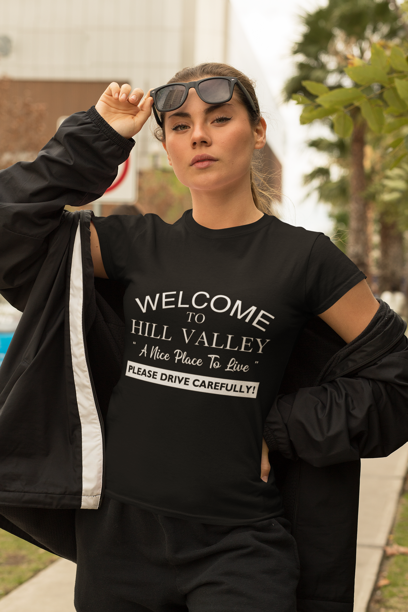 Back To The Future T Shirt, Welcome To Hill Valley A Nice Place To Live Please Drive Carefully T Shirt