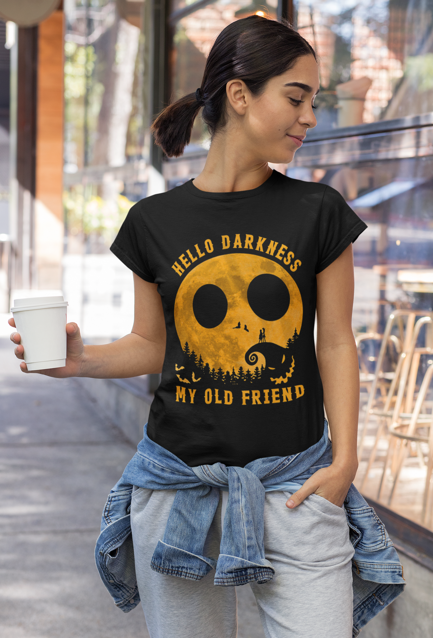 Nightmare Before Christmas T Shirt, Jack Skellington T Shirt, Hello Darkness My Old Friend Shirt, Halloween Gifts