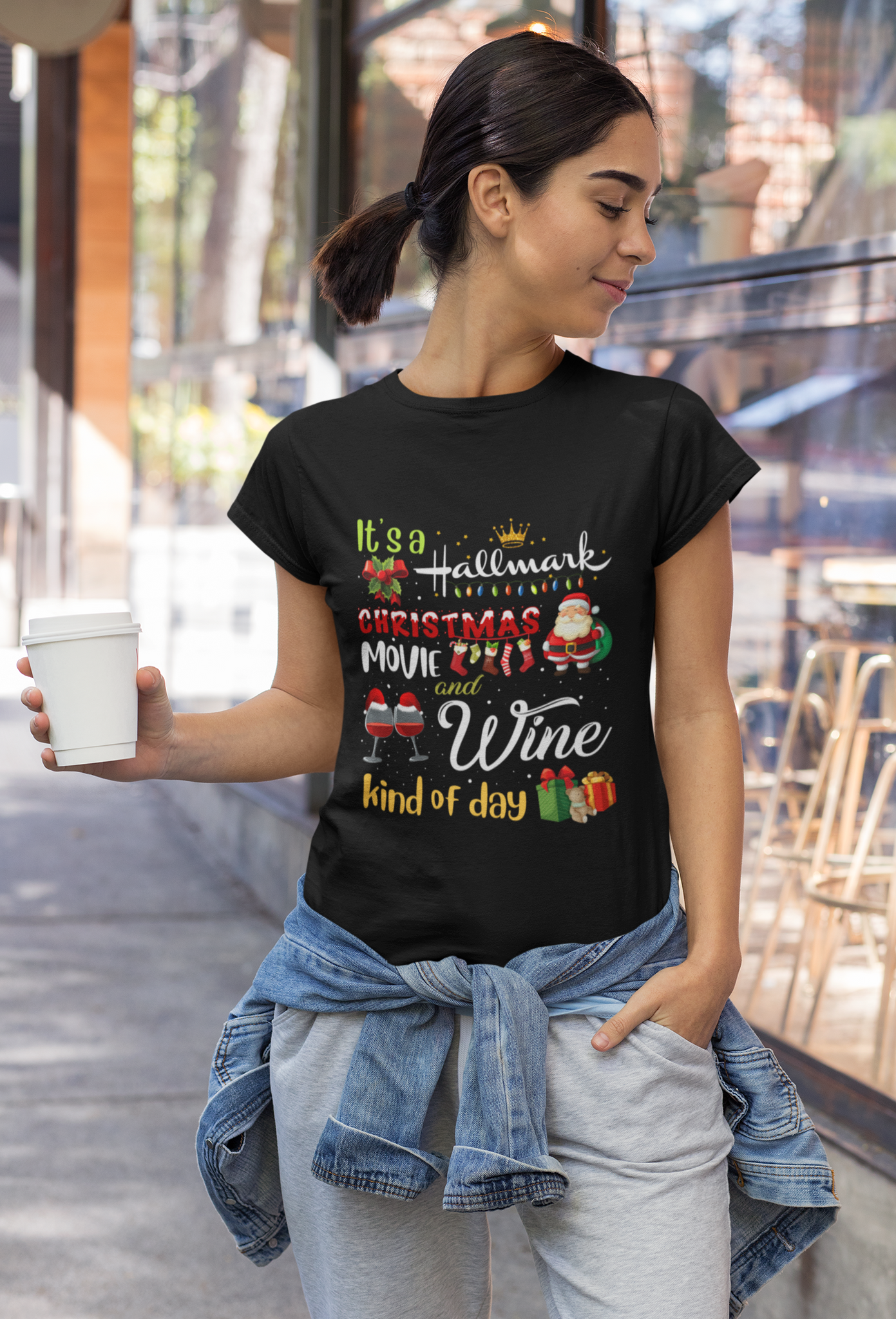 Hallmark Christmas Tshirt, Its A Hallmark Christmas Movie And Wine Kind Of Day Shirt, Christmas Gifts