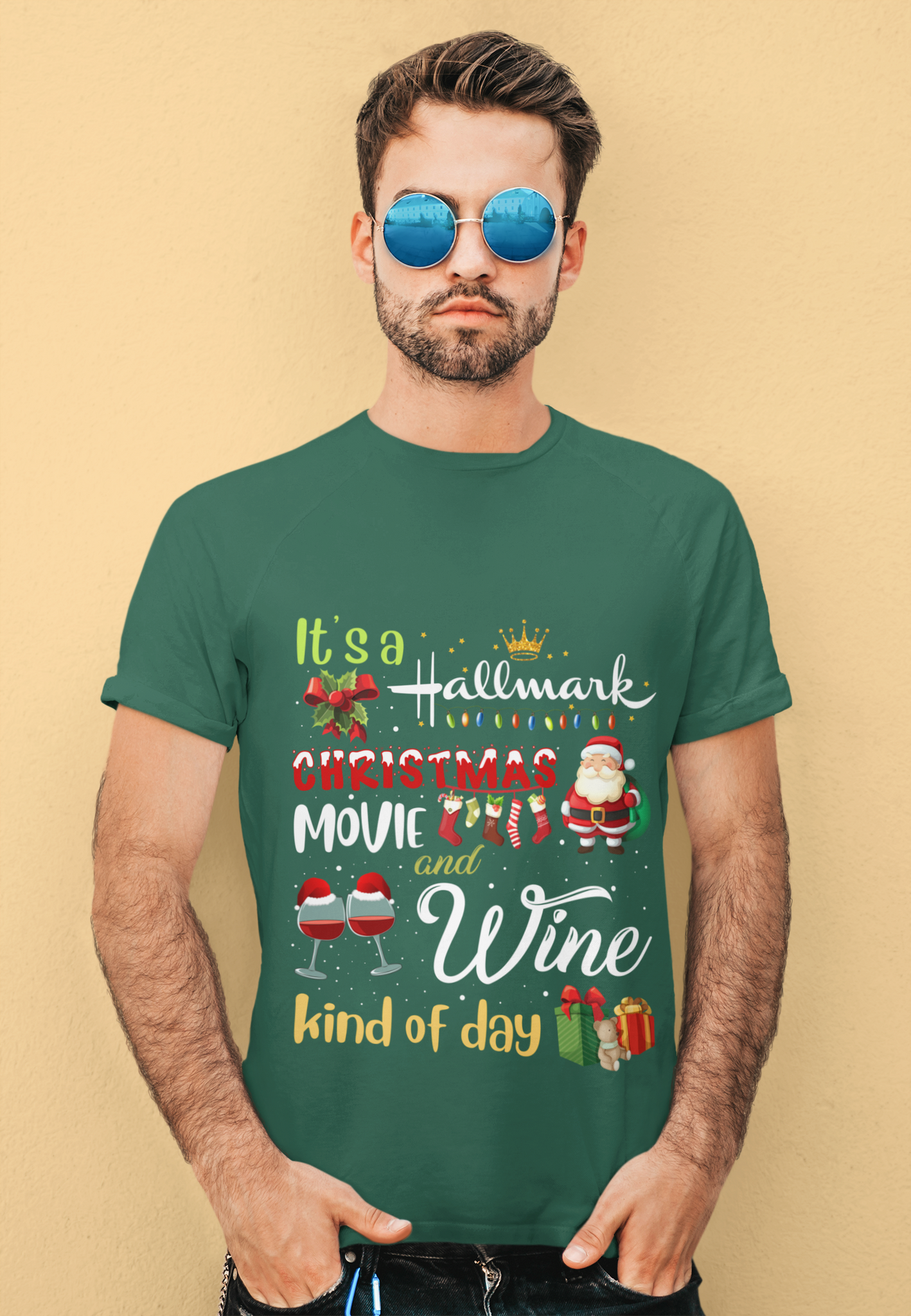 Hallmark Christmas Tshirt, Its A Hallmark Christmas Movie And Wine Kind Of Day Shirt, Christmas Gifts