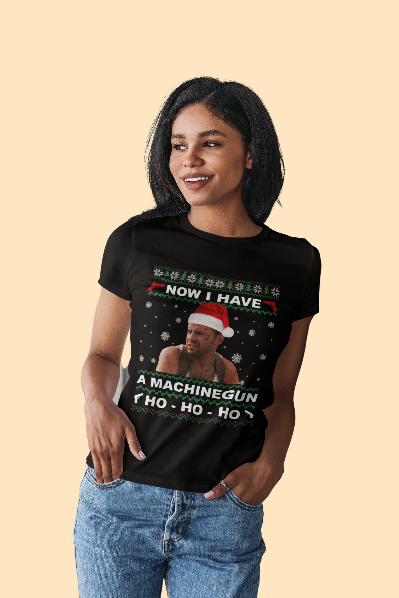 Die Hard Ugly Sweater Shirt, John McClane T Shirt, Now I Have A Machinegun Ho Ho Ho Tshirt, Christmas Gifts