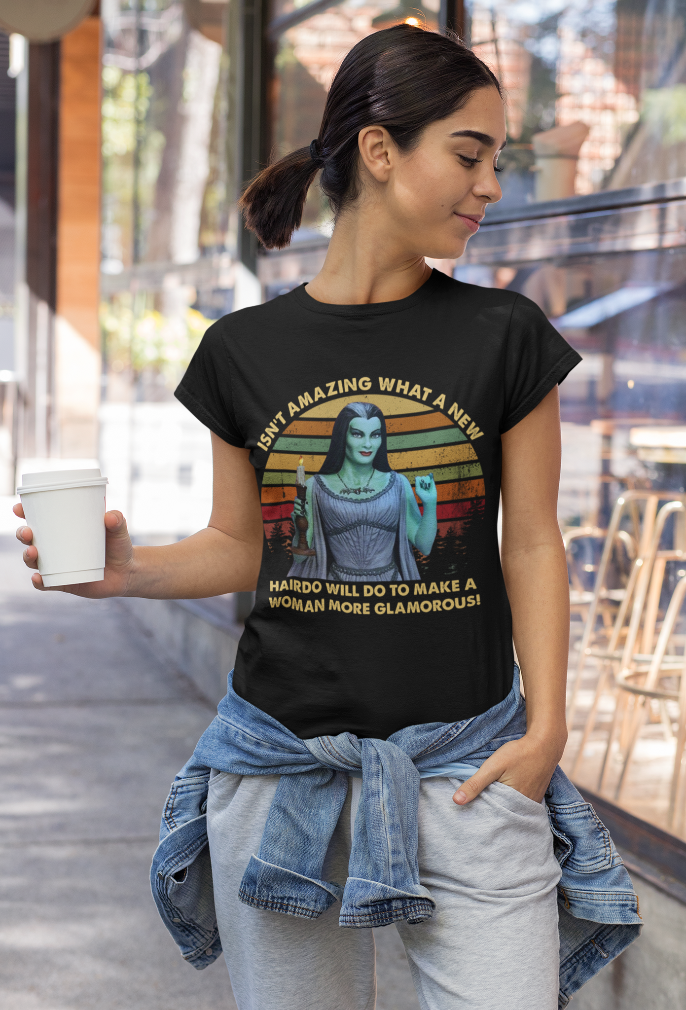 Frankenstein Vintage T Shirt, What A New Hairdo Will Do To Make A Woman More Glamorous Tshirt, Lily Munster T Shirt, Halloween Gifts