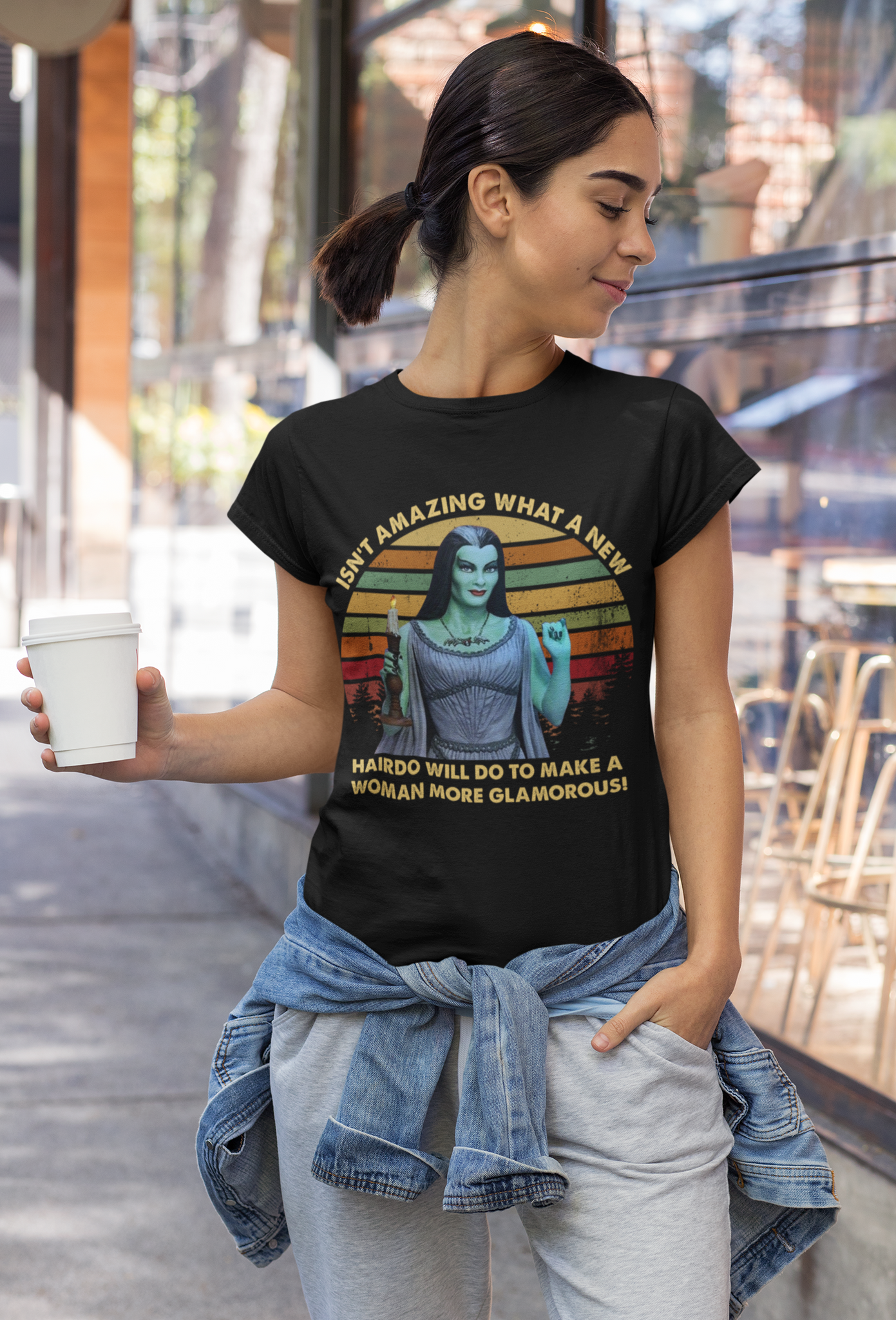 Frankenstein Vintage T Shirt, Lily Munster T Shirt, What A New Hairdo Will Do To Make A Woman More Glamorous Tshirt, Halloween Gifts