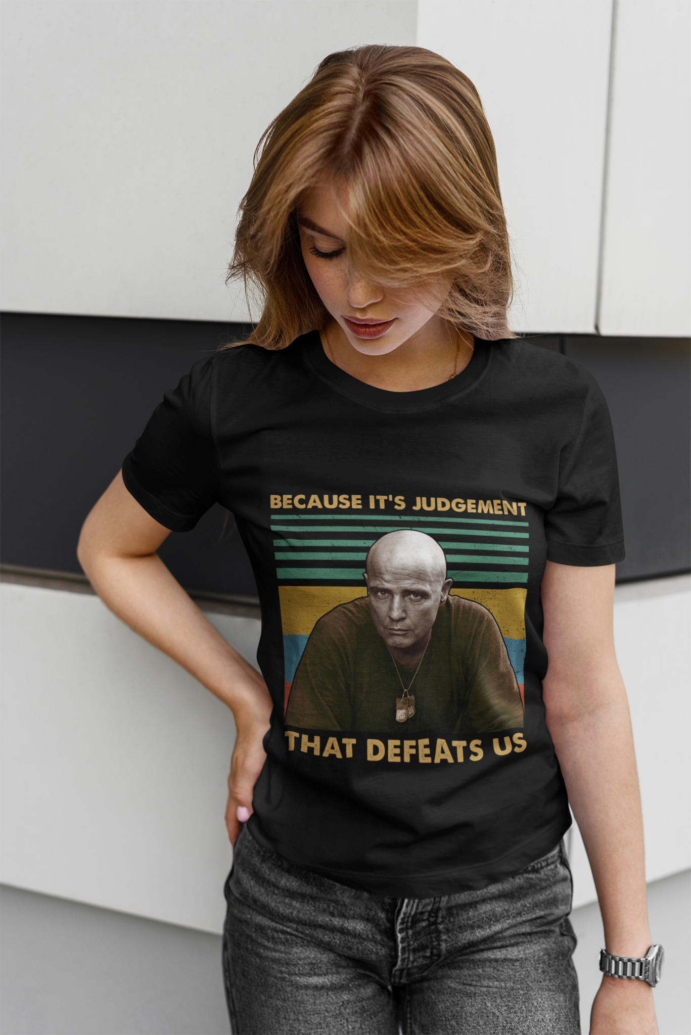 Apocalypse Now Movie T Shirt, Colonel Walter Kurtz T Shirt, Because Its Judgement That Defeats Us Tshirt