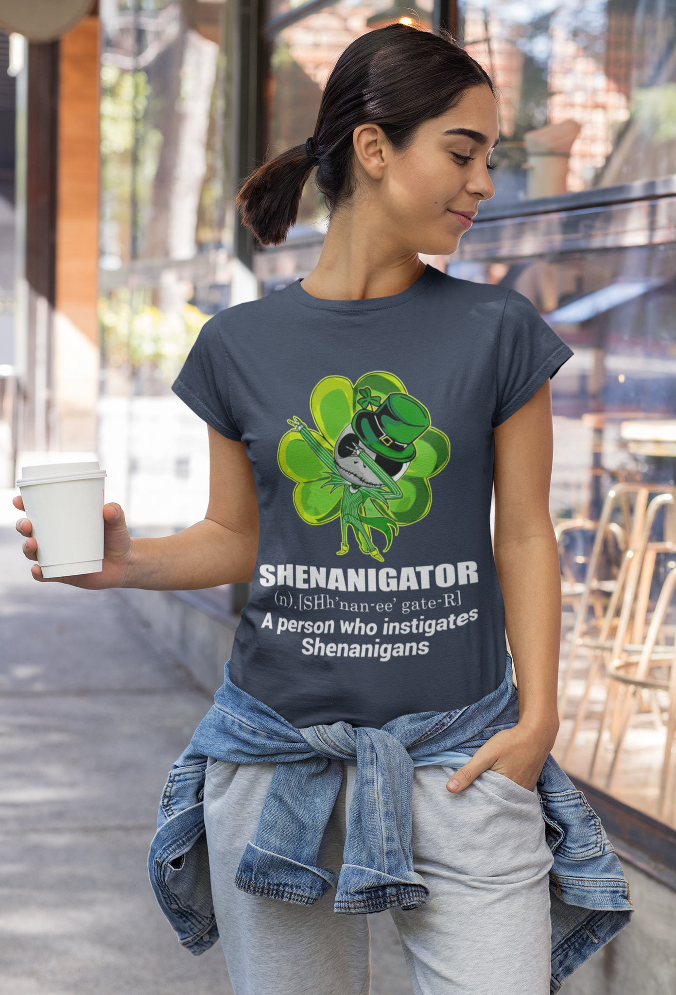 Nightmare Before Christmas T Shirt, Shenanigator Tshirt, Jack Skellington Shamrock Dabbing T Shirt, St Patricks Day Gifts