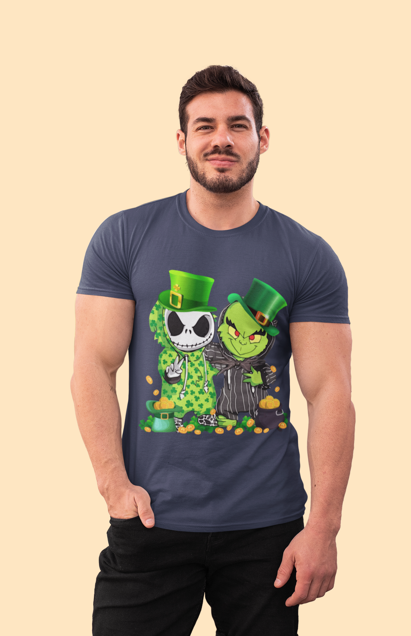 Nightmare Before Christmas T Shirt, Jack Skellington Grinch Shamrock Shirt, St Patricks Day Gifts