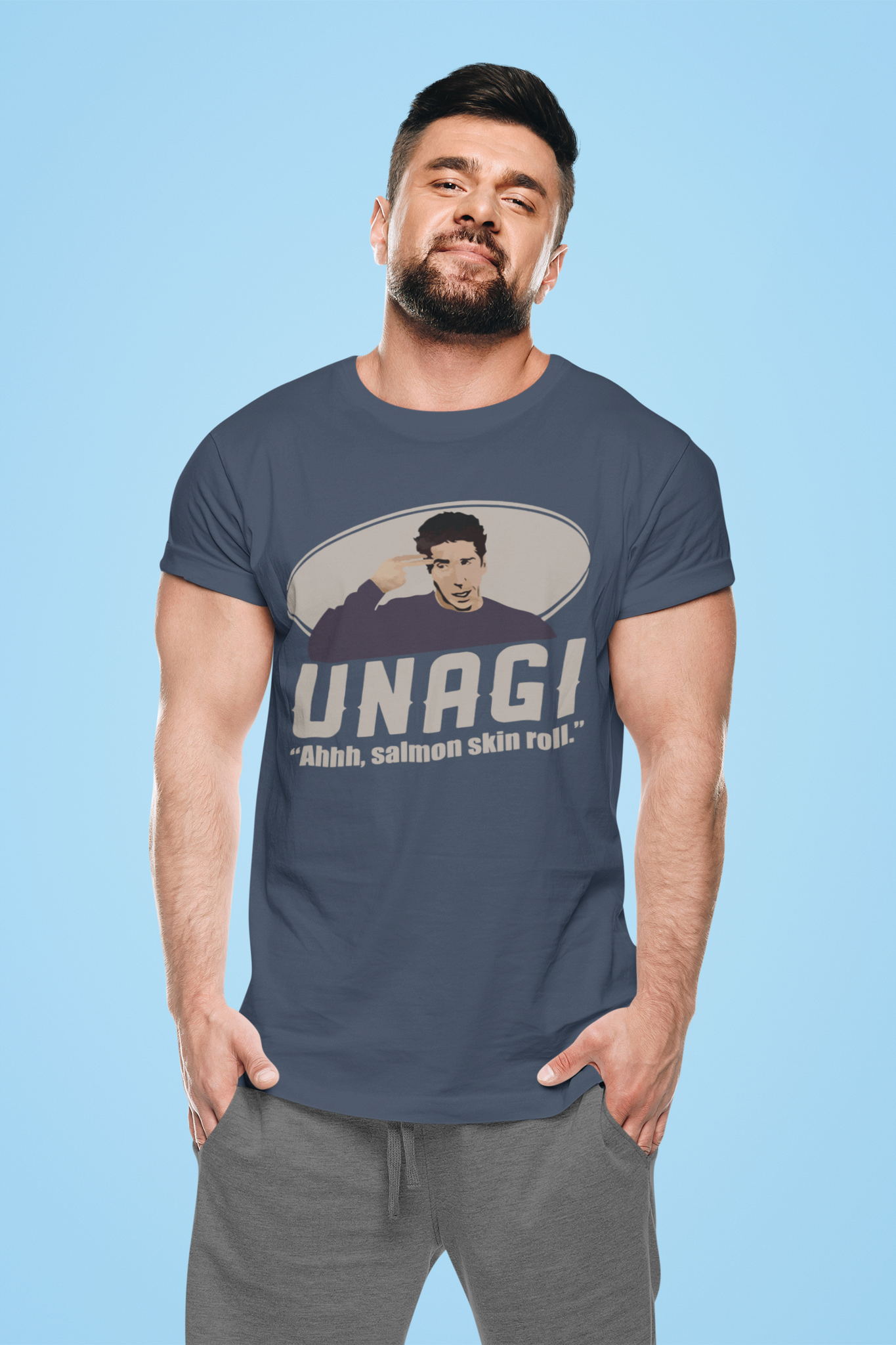 Friends TV Show T Shirt, Ross Geller T Shirt, Unagi Ahh Salmon Skin Roll Tshirt