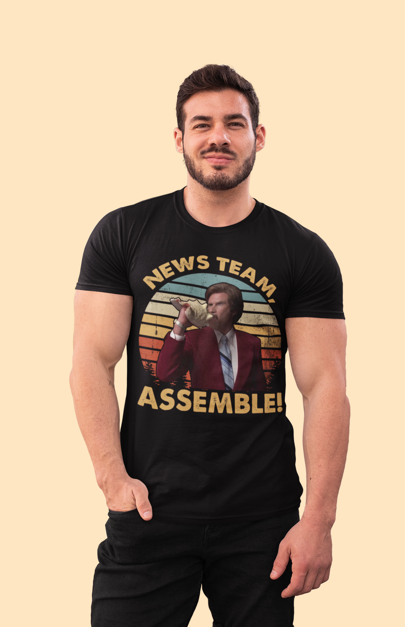 Anchorman Vintage T Shirt, Ron Burgundy T Shirt, News Team Assemble Tshirt