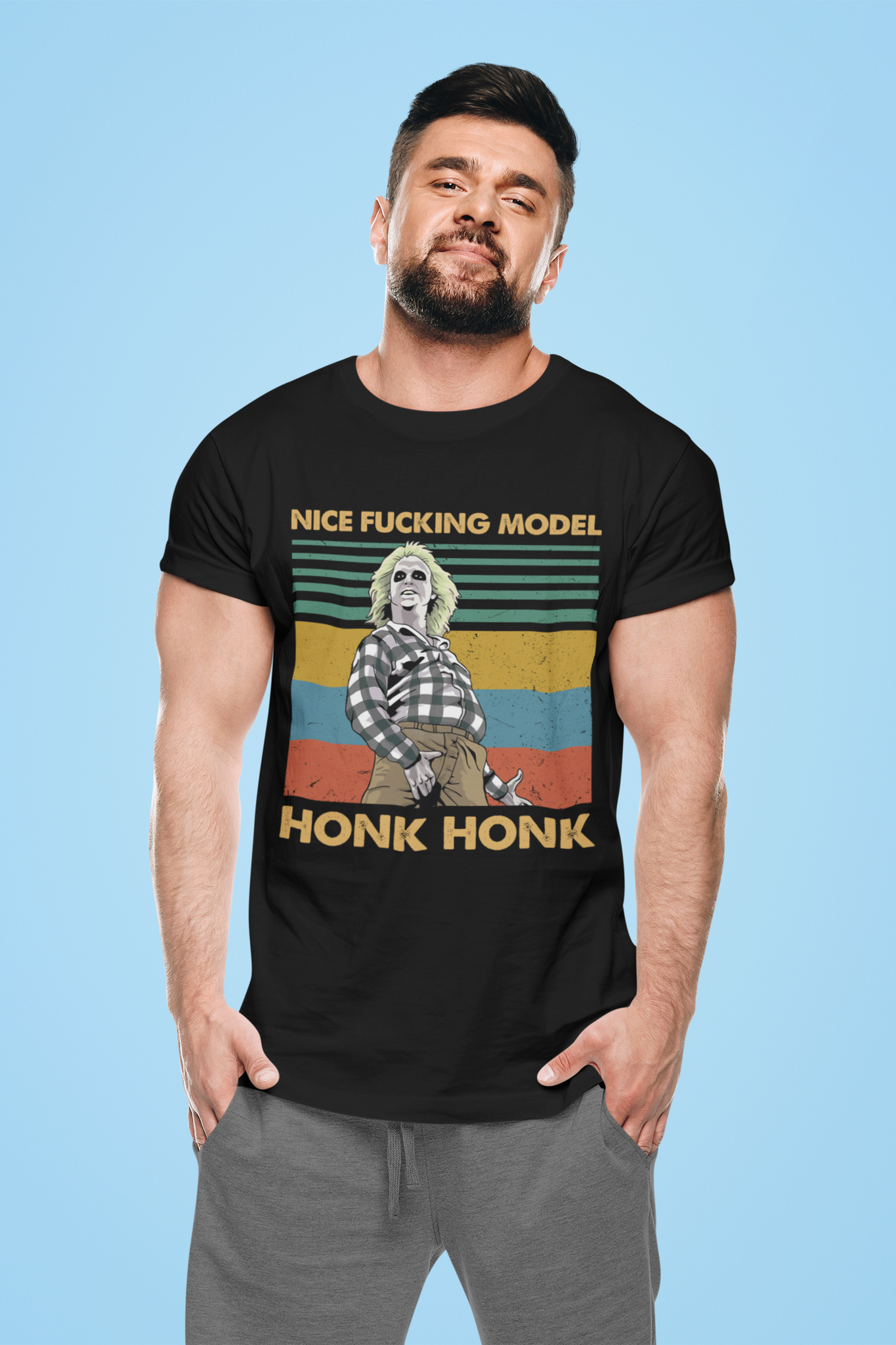 Beetlejuice Vintage T Shirt, Nice Fucking Model Honk Honk Shirt, Halloween Gifts