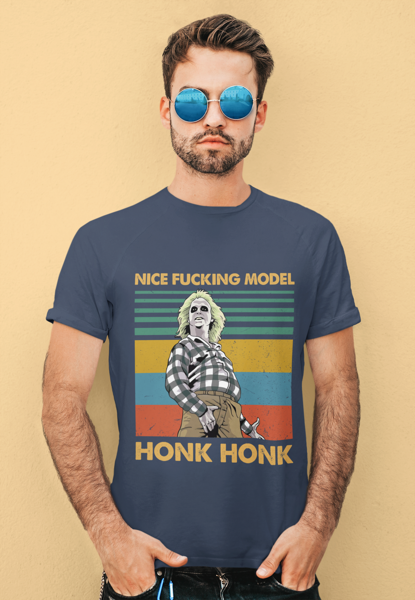 Beetlejuice Vintage T Shirt, Nice Fucking Model Honk Honk Shirt, Halloween Gifts