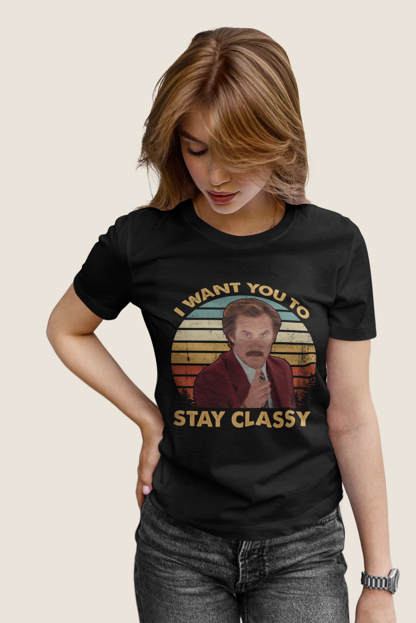 Anchorman Vintage T Shirt, Ron Burgundy T Shirt, I Want You To Stay Classy Shirt