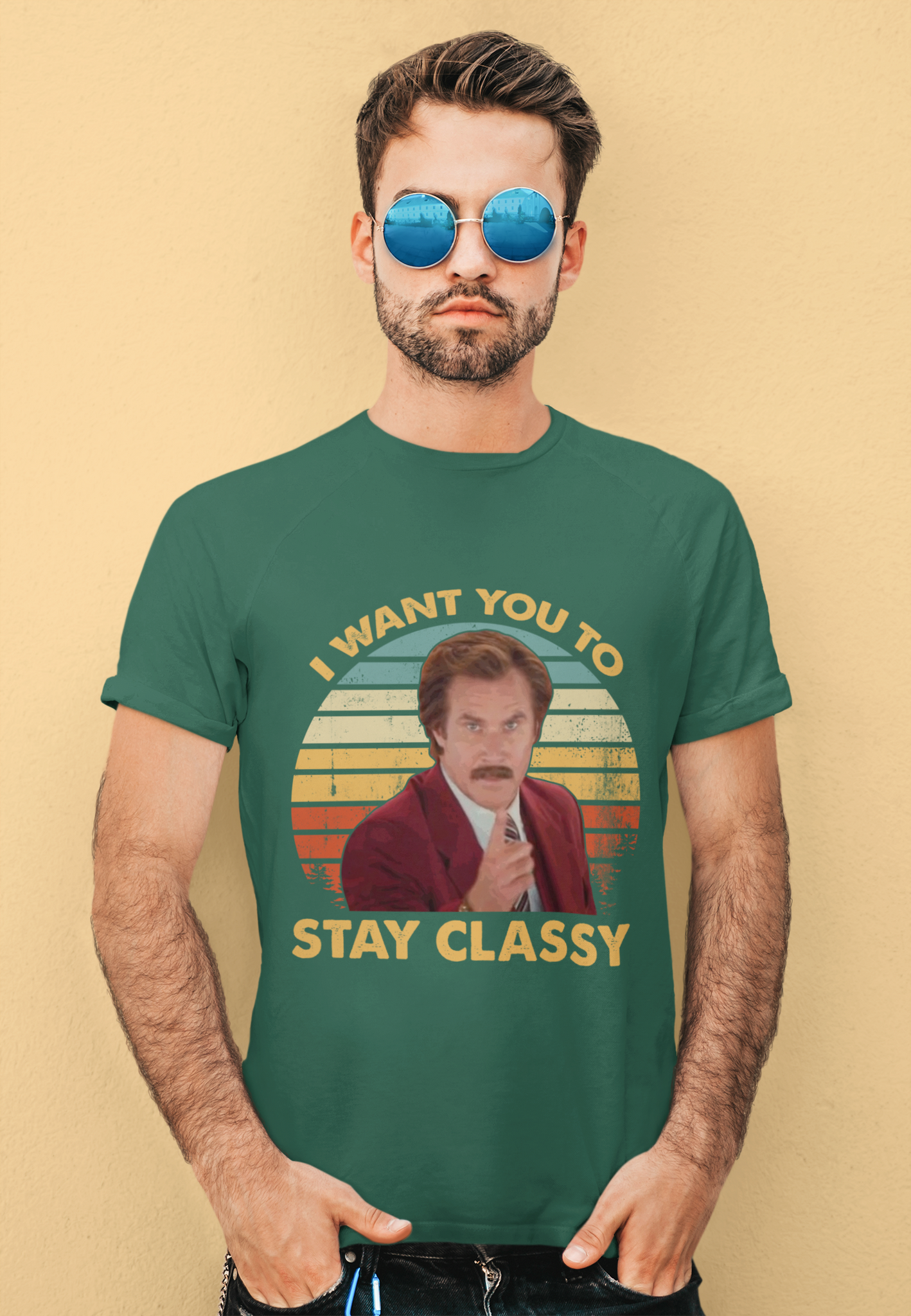 Anchorman Vintage T Shirt, Ron Burgundy T Shirt, I Want You To Stay Classy Tshirt