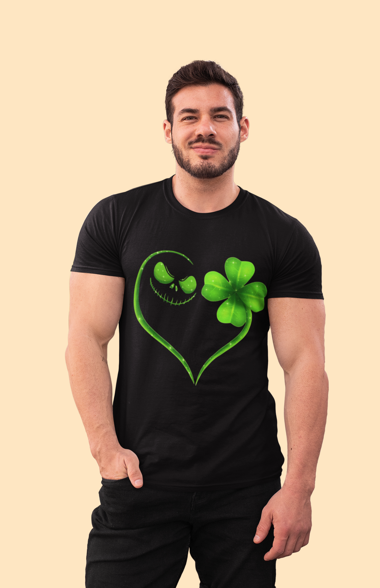 Nightmare Before Christmas T Shirt, Jack Skellington Shamrock Heart T Shirt, St Patricks Day Gifts