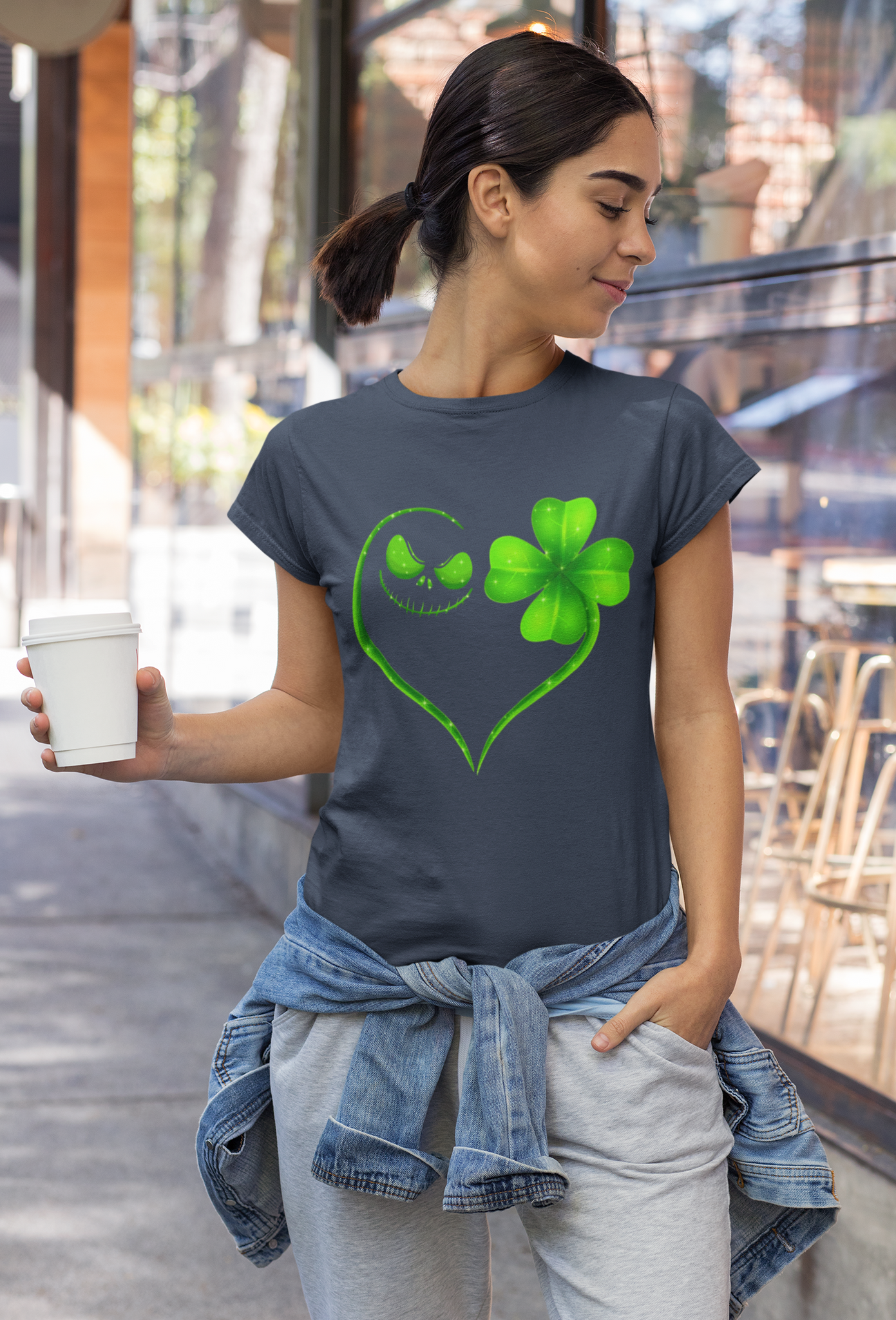 Nightmare Before Christmas T Shirt, Jack Skellington Shamrock Heart T Shirt, St Patricks Day Gifts