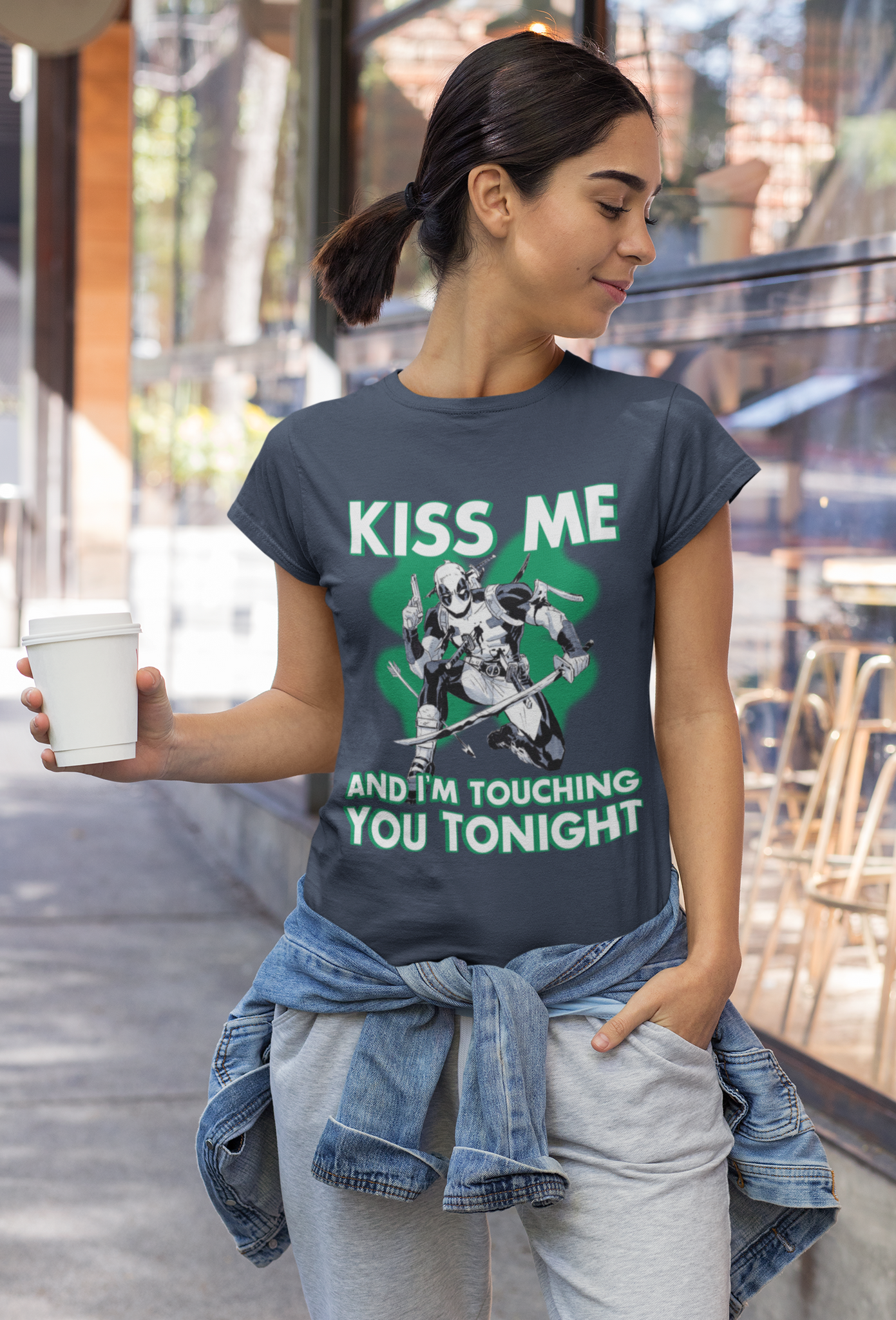 Deadpool T Shirt, Superhero Deadpool T Shirt, Kiss Me Im Touching You Tonight Tshirt, St Patrick Day Gifts
