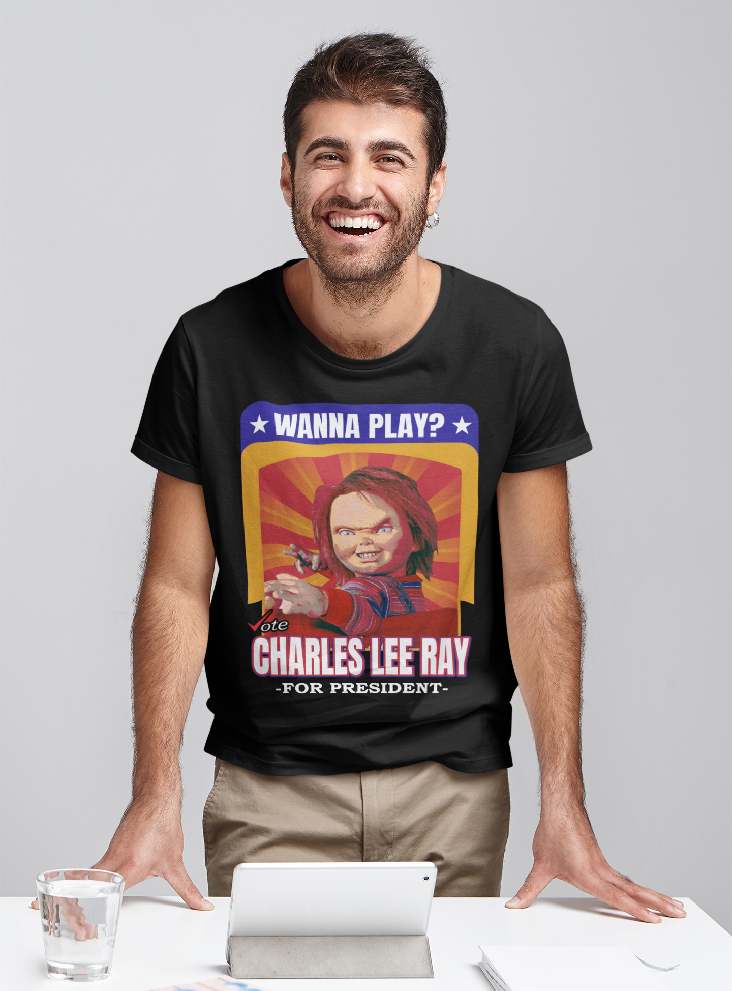 Chucky T Shirt, Horror Character Shirt, Wanna Play Vote Charles Lee Ray T Shirt, President Election Tshirt, Halloween Gifts