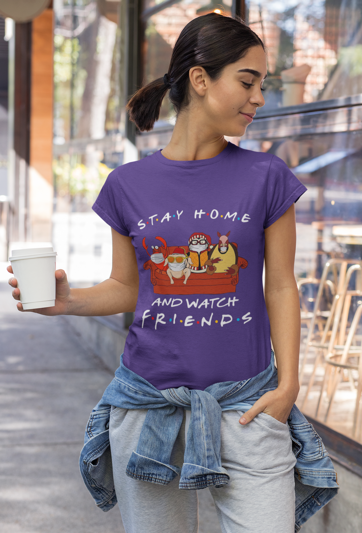 Friends TV Show T Shirt, Friends Shirt, Friends Characters Costumes T Shirt, Stay Home And Watch Friends Tshirt