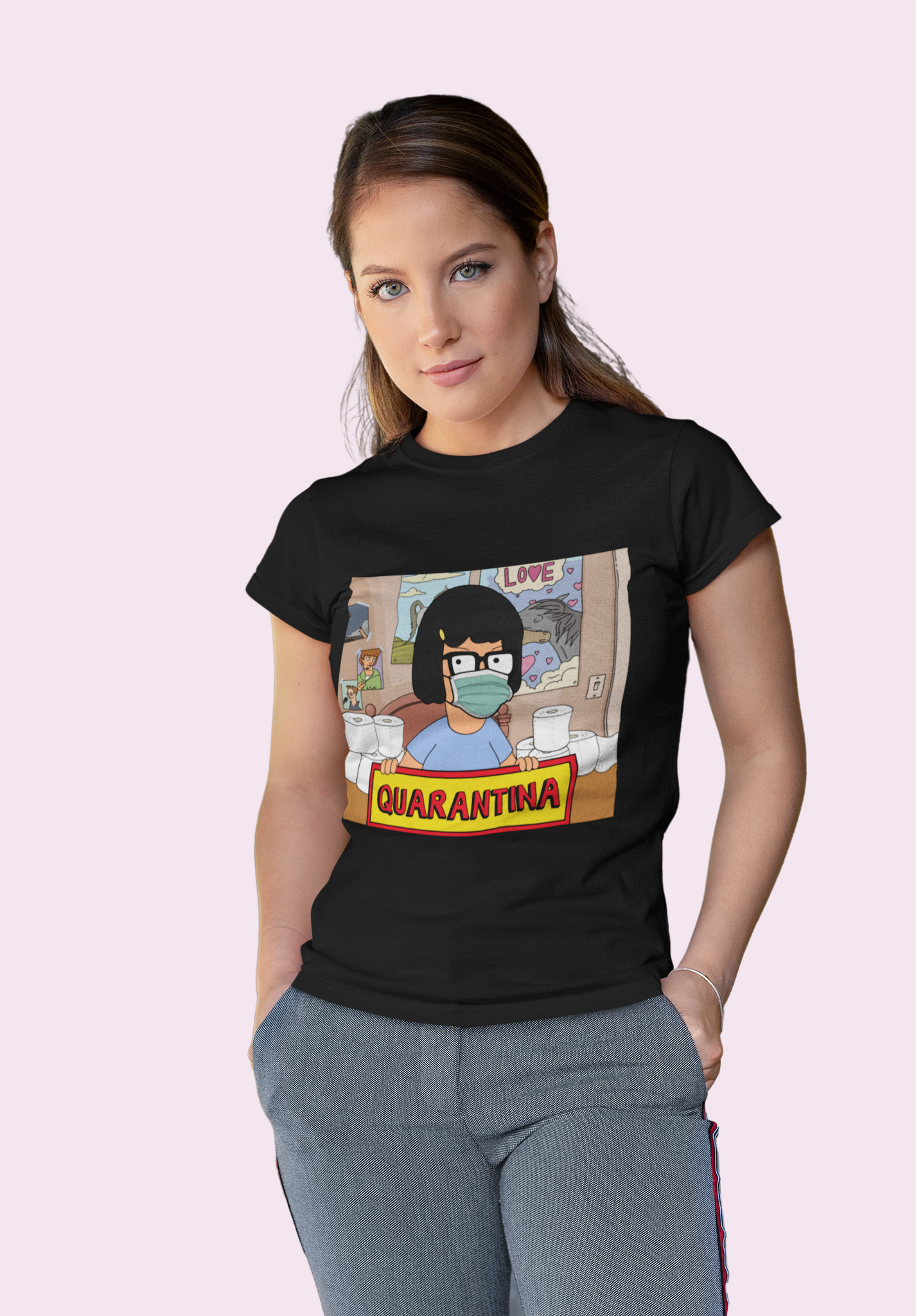 Bobs Burgers T Shirt, Tina Belcher T Shirt, Quarantina Social Distancing Tshirt