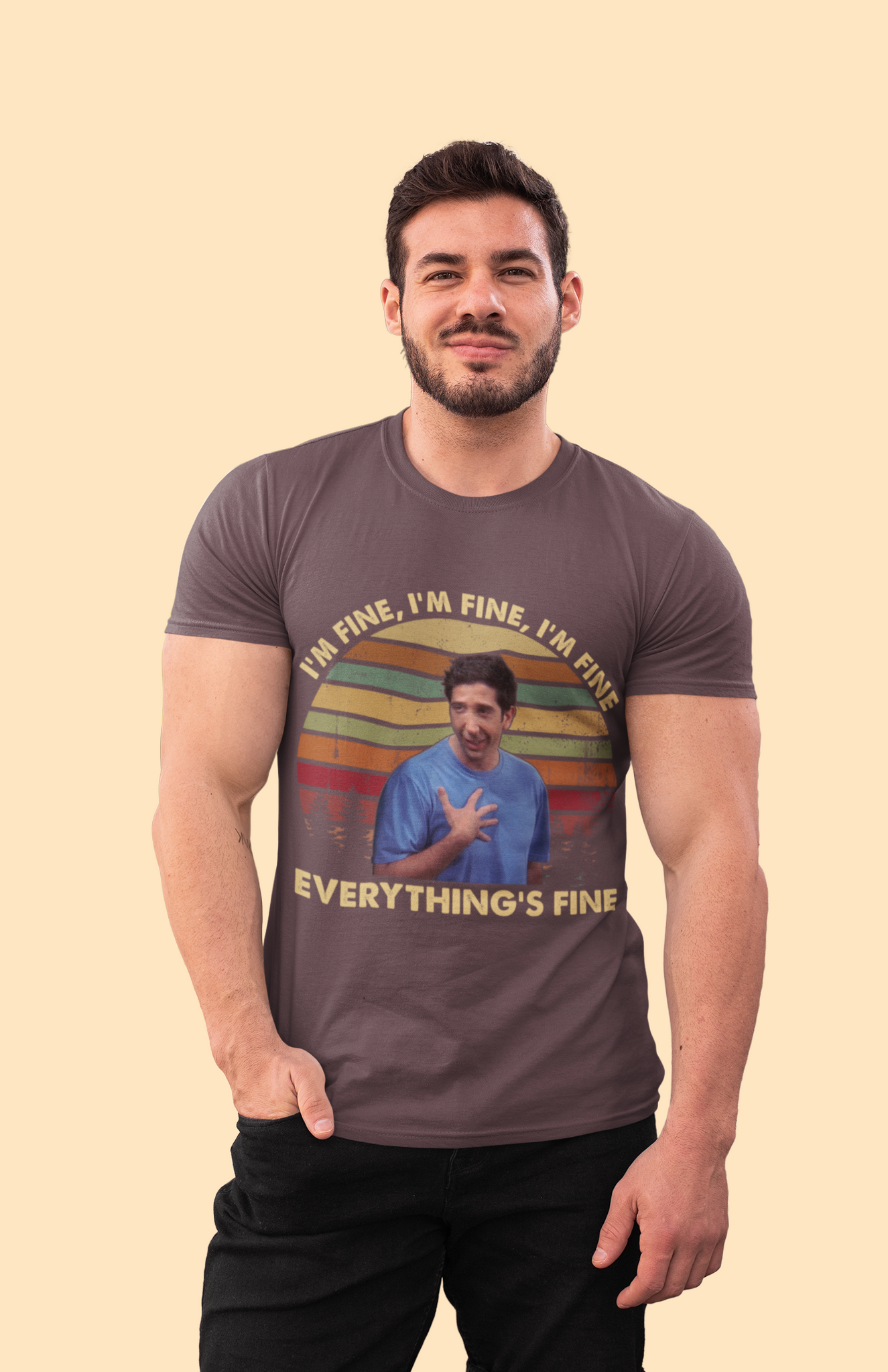 Friends TV Show Vintage T Shirt, Ross Geller T Shirt, Im Fine Everythings Fine Tshirt