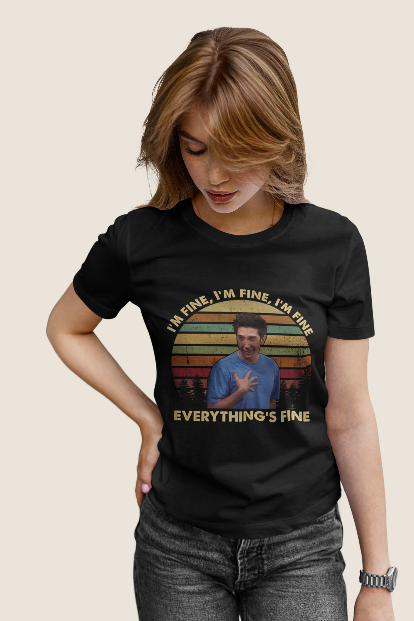 Friends TV Show Vintage T Shirt, Friends Shirt, Ross Geller T Shirt, Im Fine Everythings Fine Tshirt