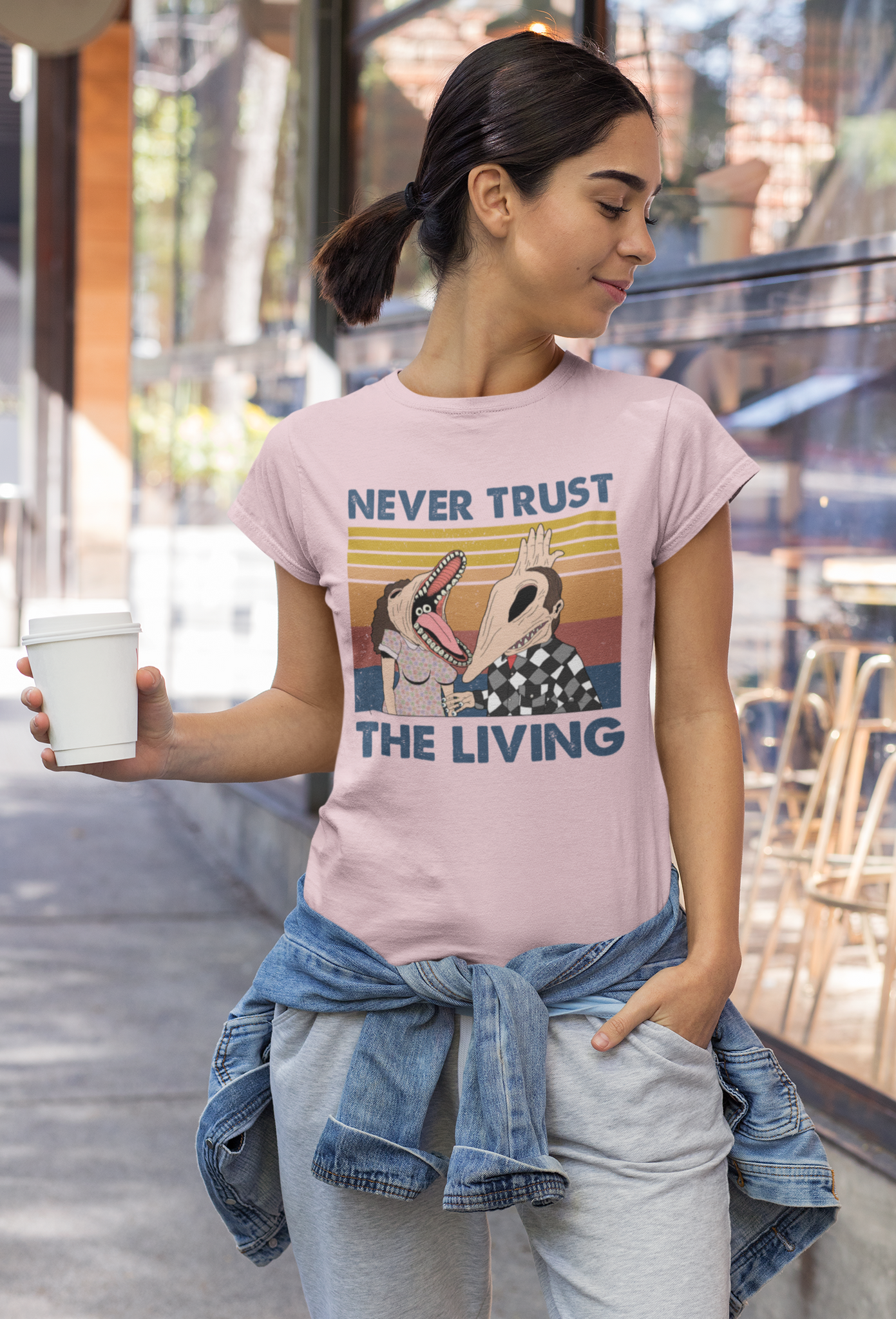 Beetlejuice Vintage T Shirt, Adam And Barbara T Shirt, Never Trust The Living Shirt, Halloween Gifts