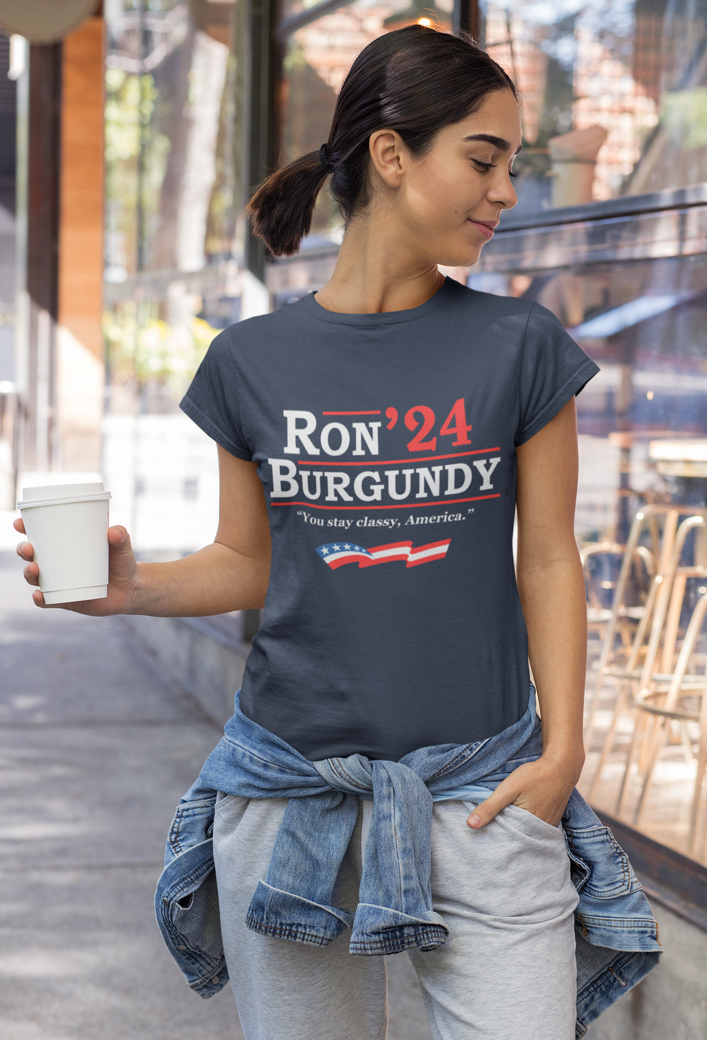 Anchorman T Shirt, Ron Burgundy T Shirt, 2024 President Election Shirt, You Stay Classy America Tshirt