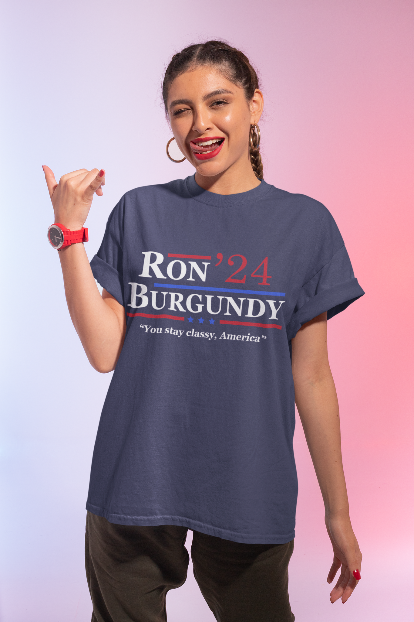 Anchorman T Shirt, Ron Burgundy Tshirt, 2024 President Election T Shirt, You Stay Classy America Shirt