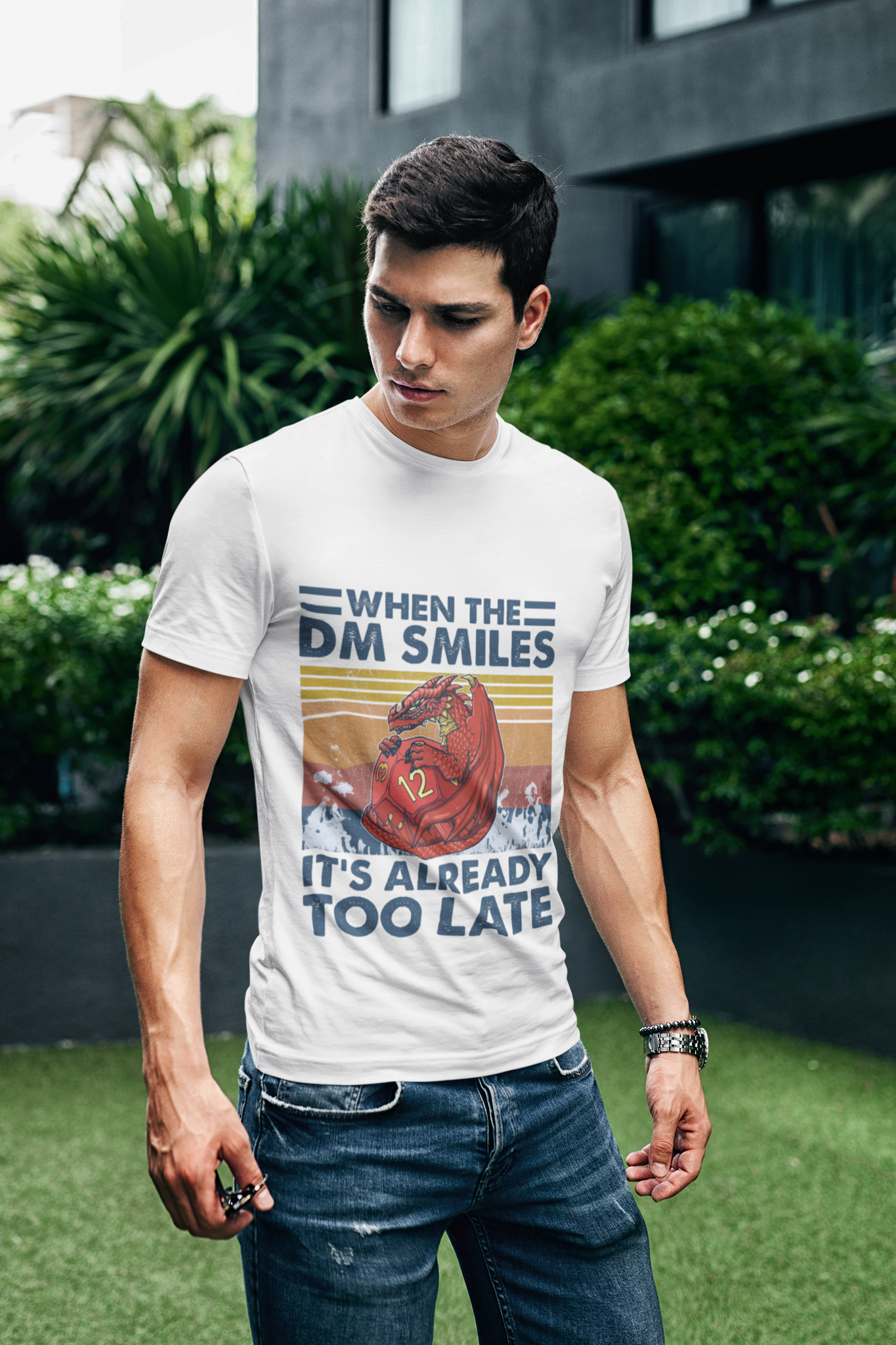 Dungeon And Dragon T Shirt, Red Dragon When The Dm Smiles Its Already Too Late T Shirt, RPG Dice Games Tshirt