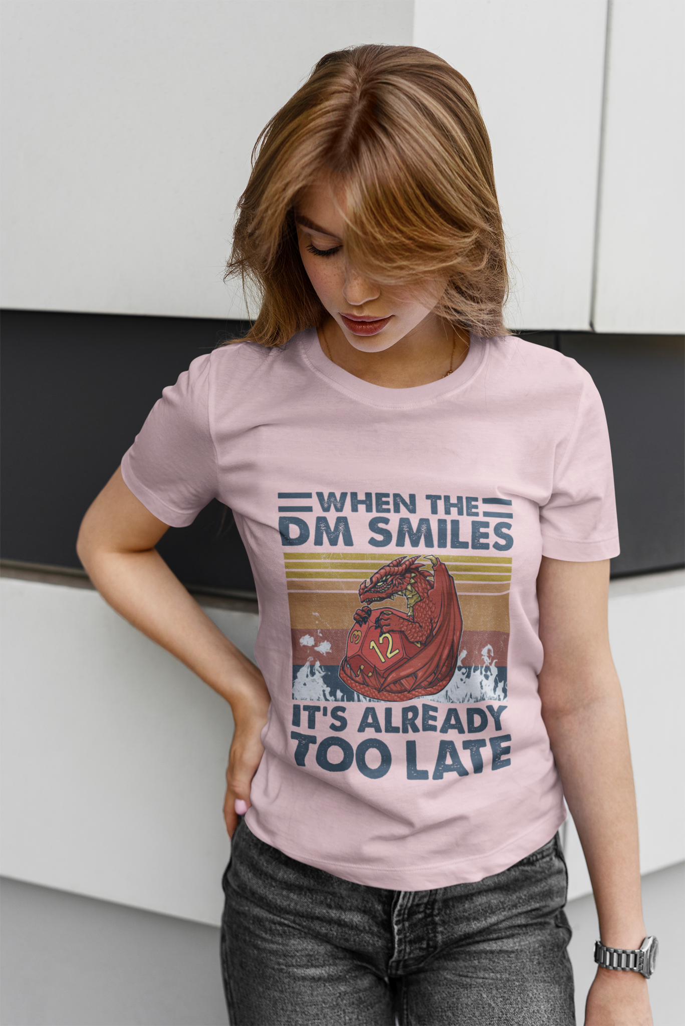 Dungeon And Dragon T Shirt, Red Dragon When The Dm Smiles Its Already Too Late T Shirt, RPG Dice Games Tshirt