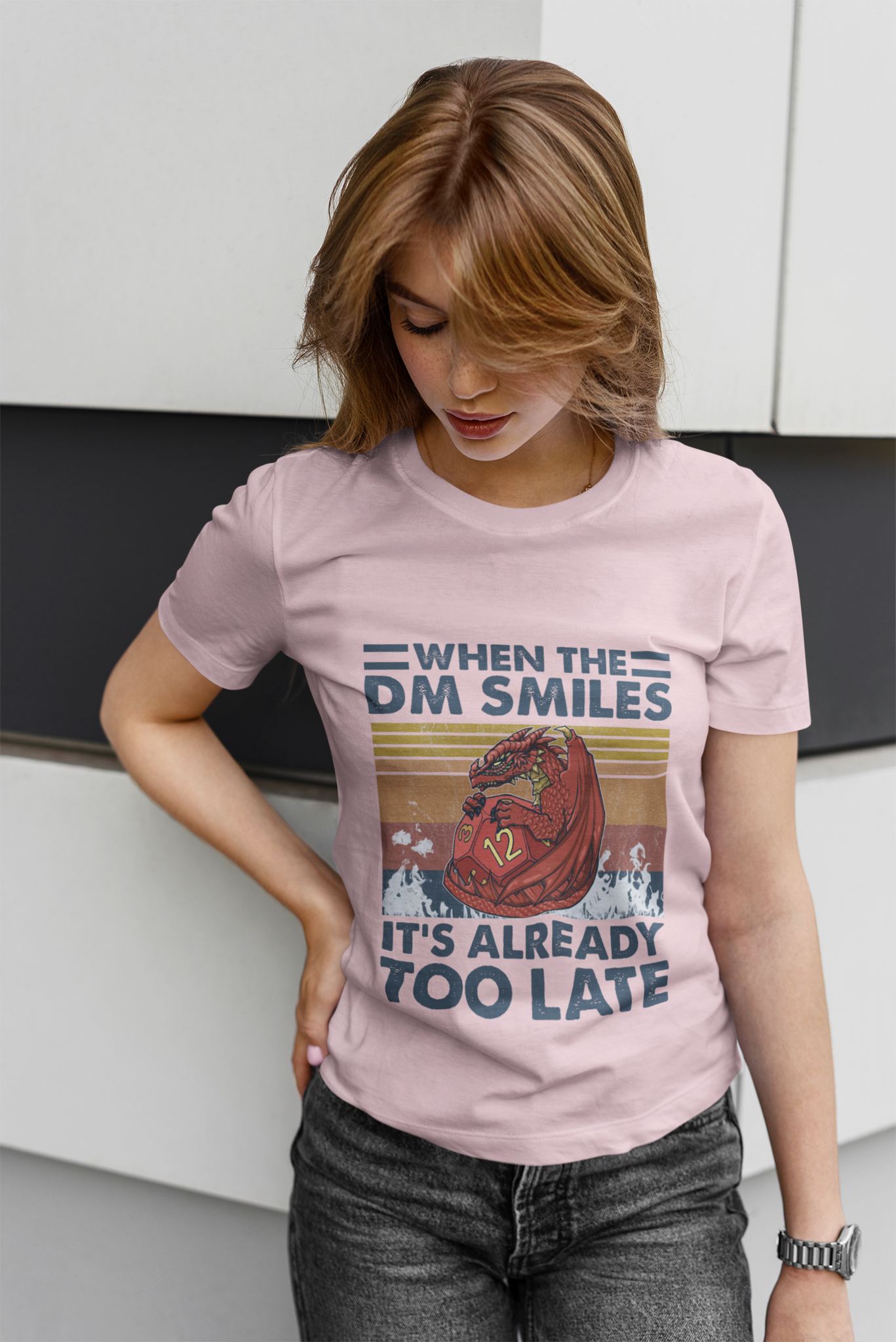 Dungeon And Dragon Vintage T Shirt, RPG Dice Games Tshirt, Red Dragon When The Dm Smiles Its Already Too Late T Shirt