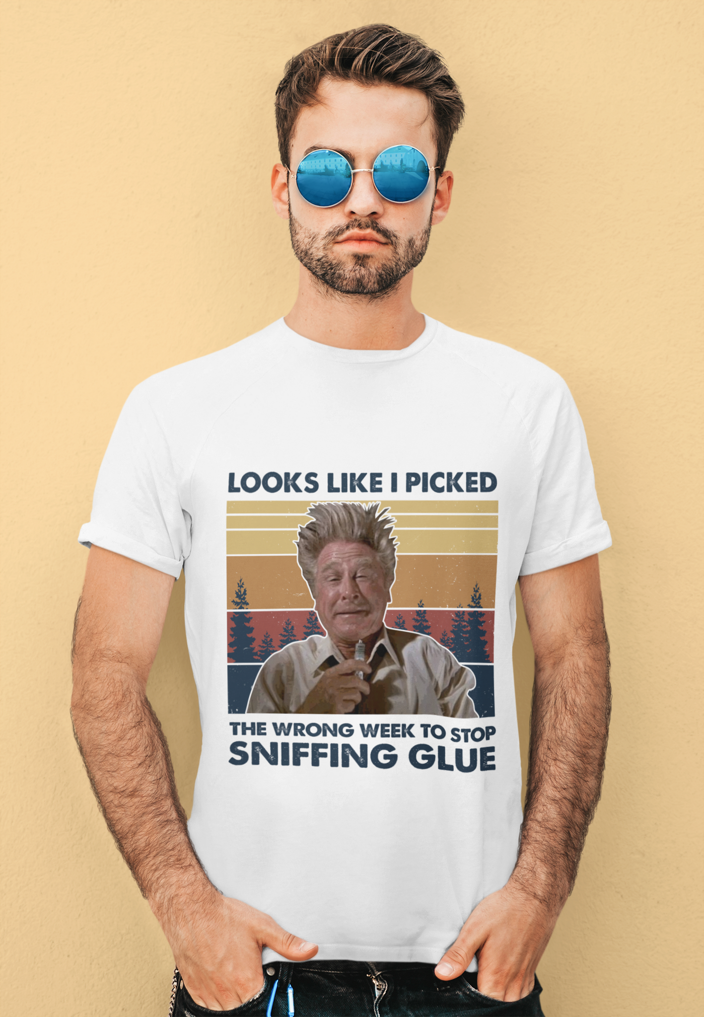 Airplane Vintage Tshirt, Steve McCroskey T Shirt, Looks Like I Picked The Wrong Week To Stop Sniffing Glue Shirt