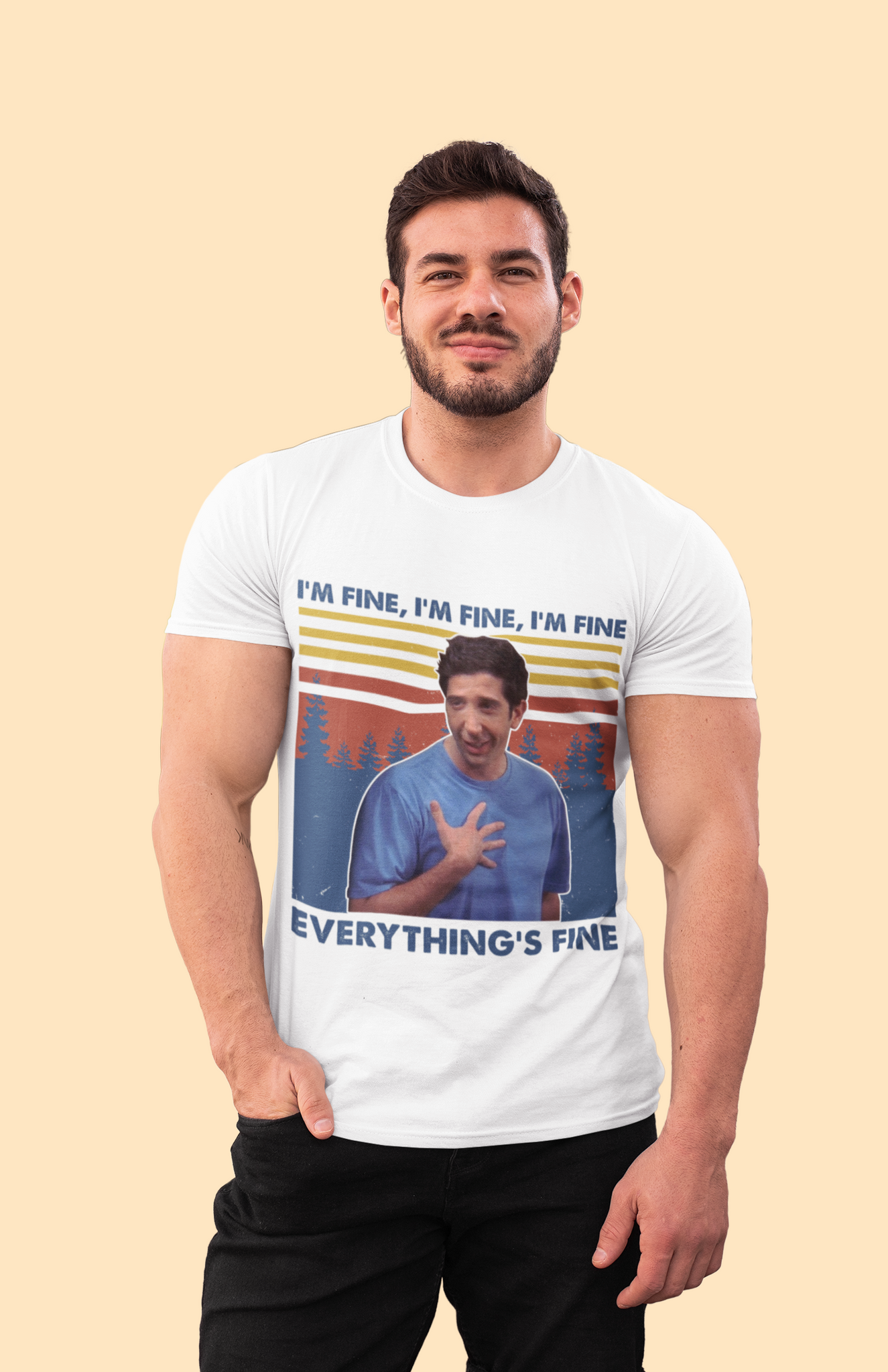 Friends TV Show Vintage T Shirt, Friends Shirt, Ross Geller Tshirt, Im Fine Everythings Fine T Shirt