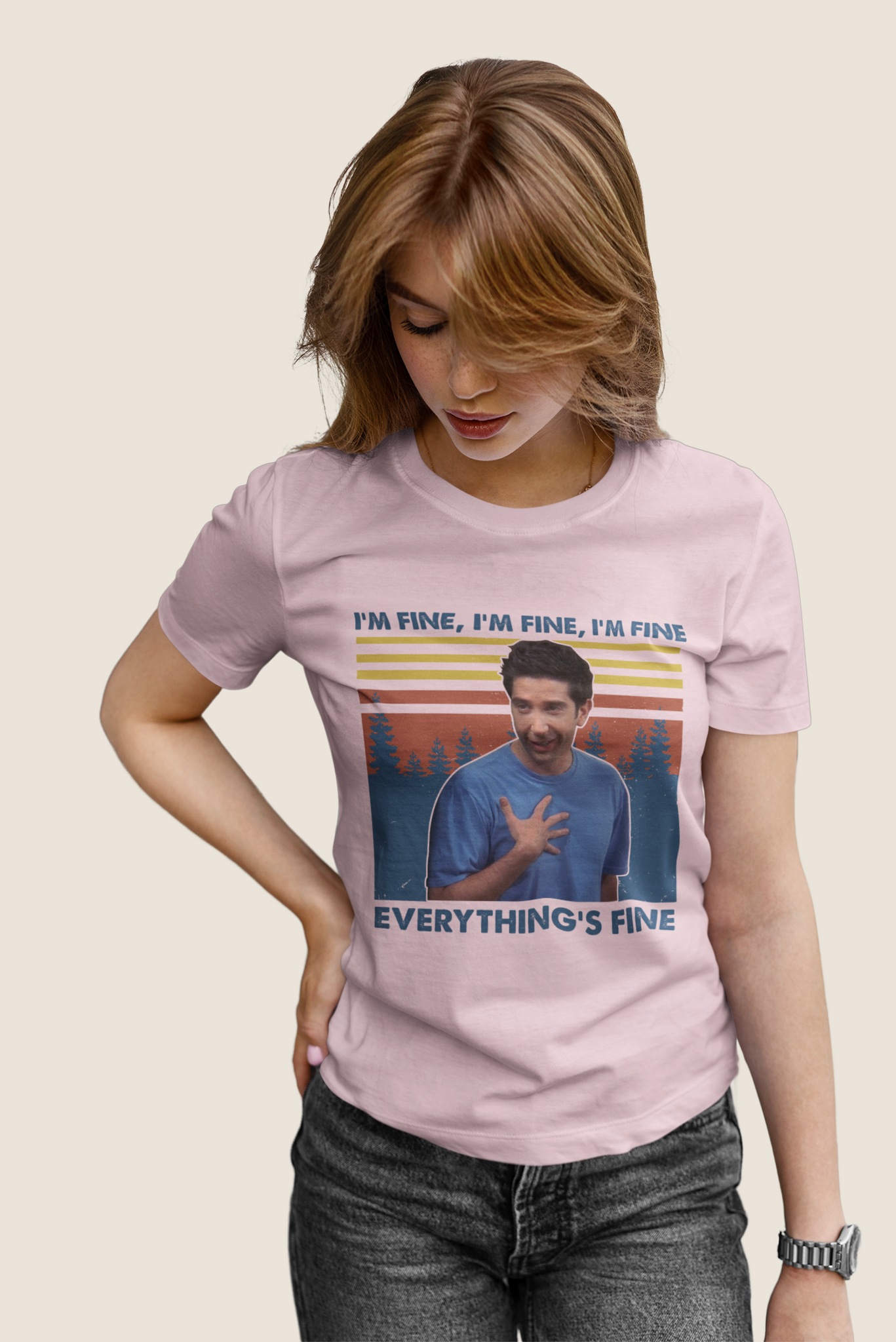 Friends TV Show Vintage T Shirt, Friends Shirt, Ross Geller Tshirt, Im Fine Everythings Fine T Shirt