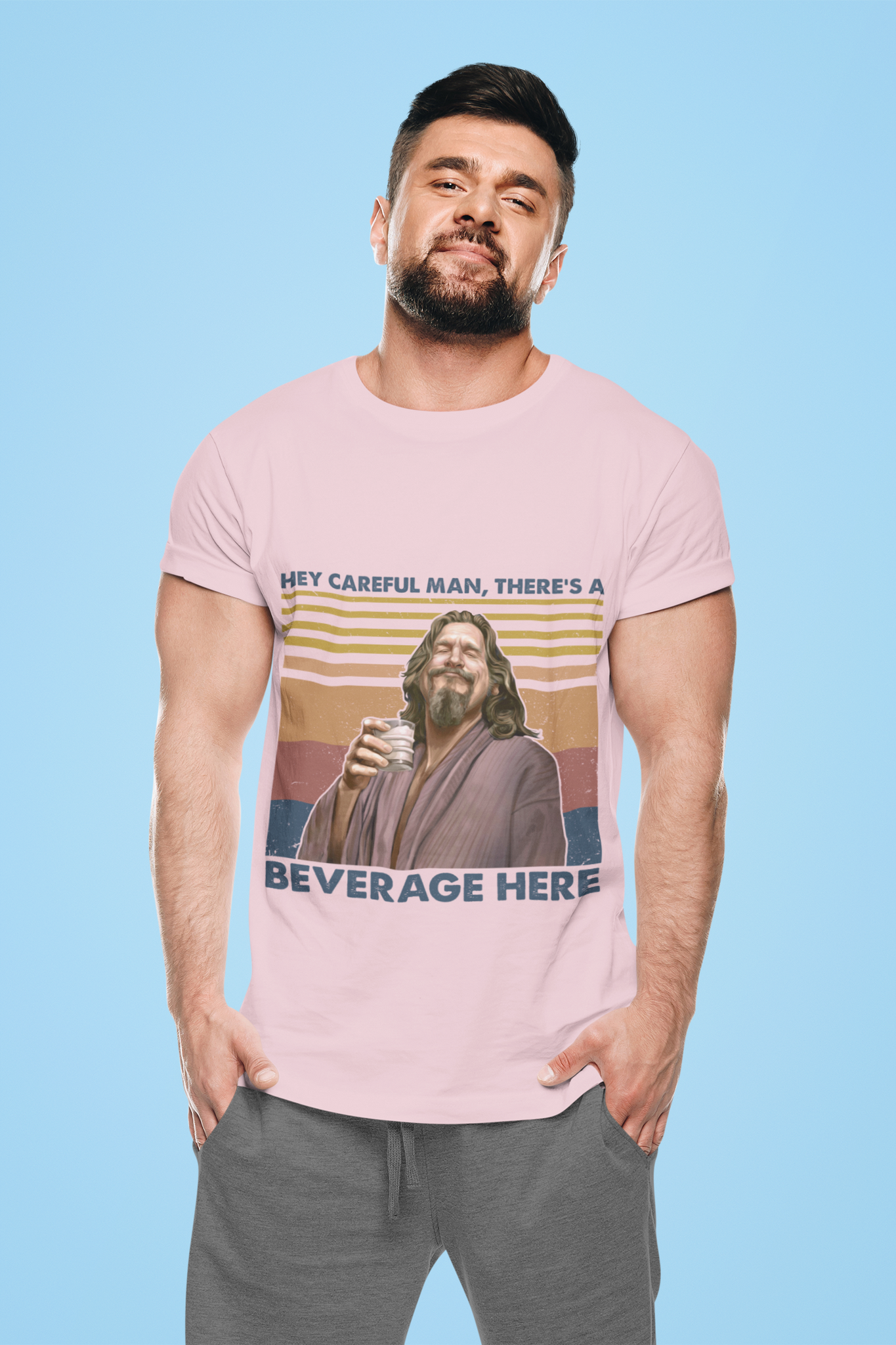 The Big Lebowski T Shirt, The Dude Tshirt, Hey Careful Man Theres A Beverage Here T shirt