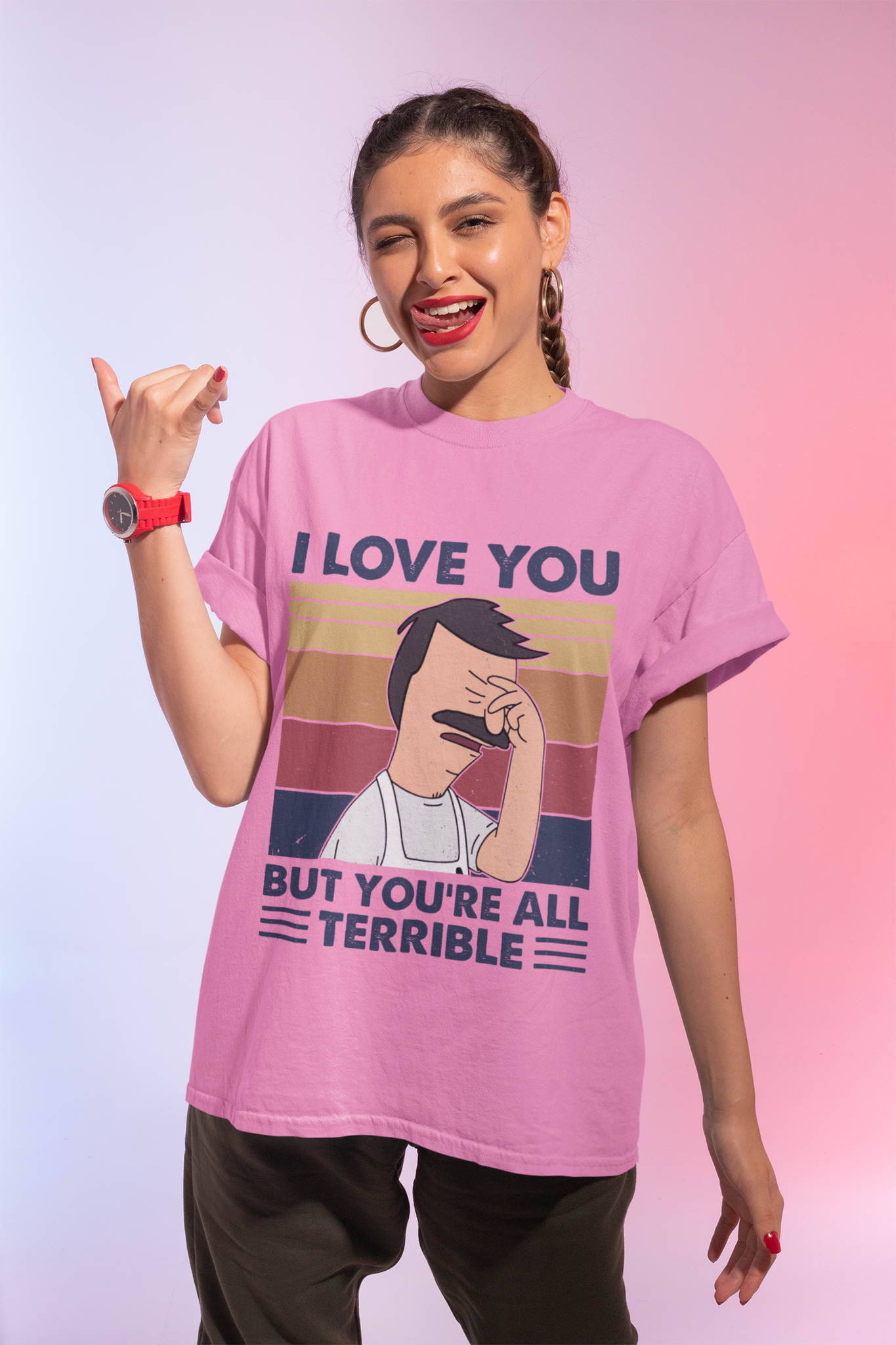 Bobs Burgers Vintage Tshirt, Bob Belcher T Shirt, I Love You But Youre All Terrible T Shirt