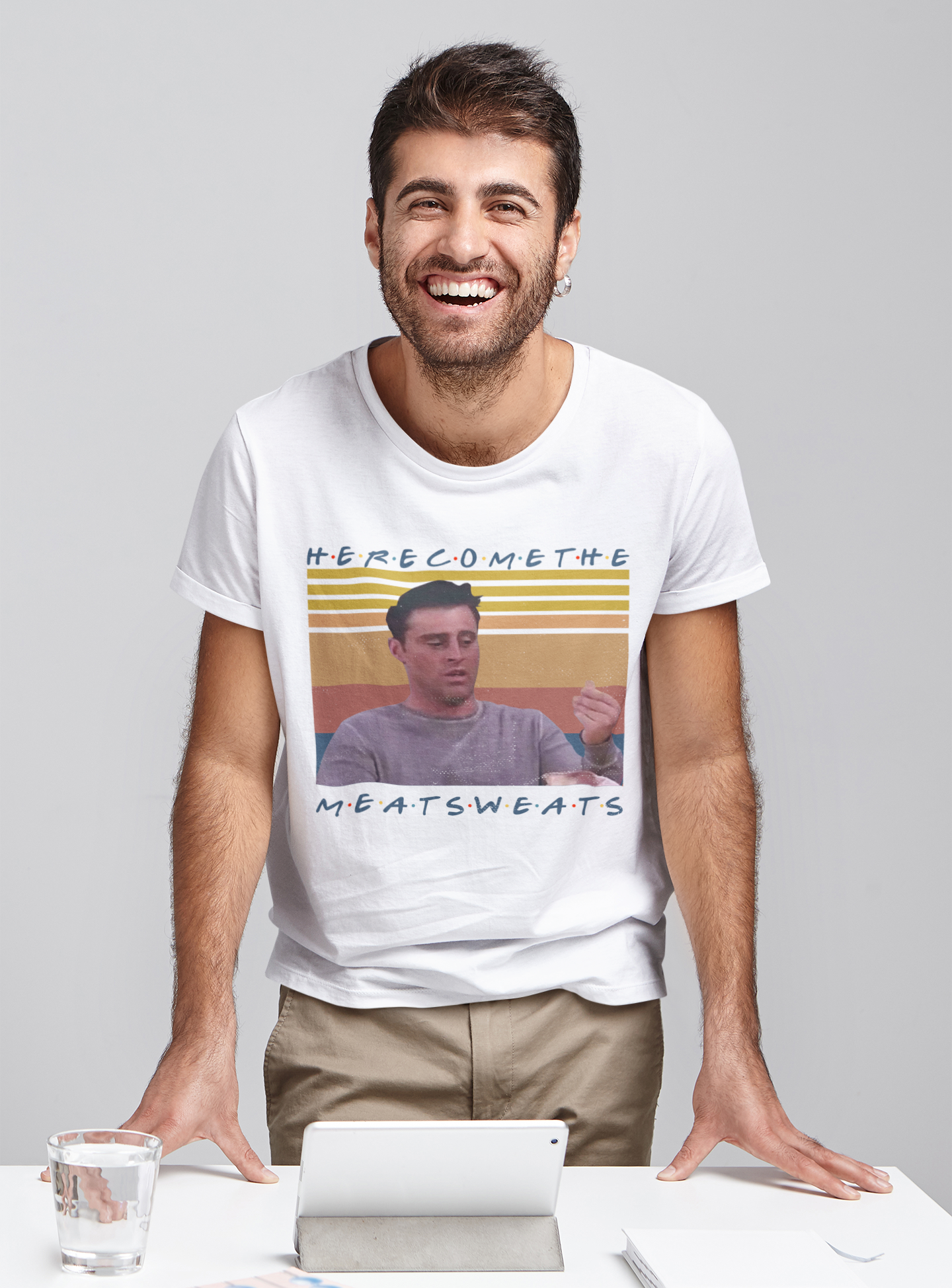 Friends TV Show Vintage T Shirt, Joey Tribbiani Tshirt, Here Come The Meat Sweats T Shirt