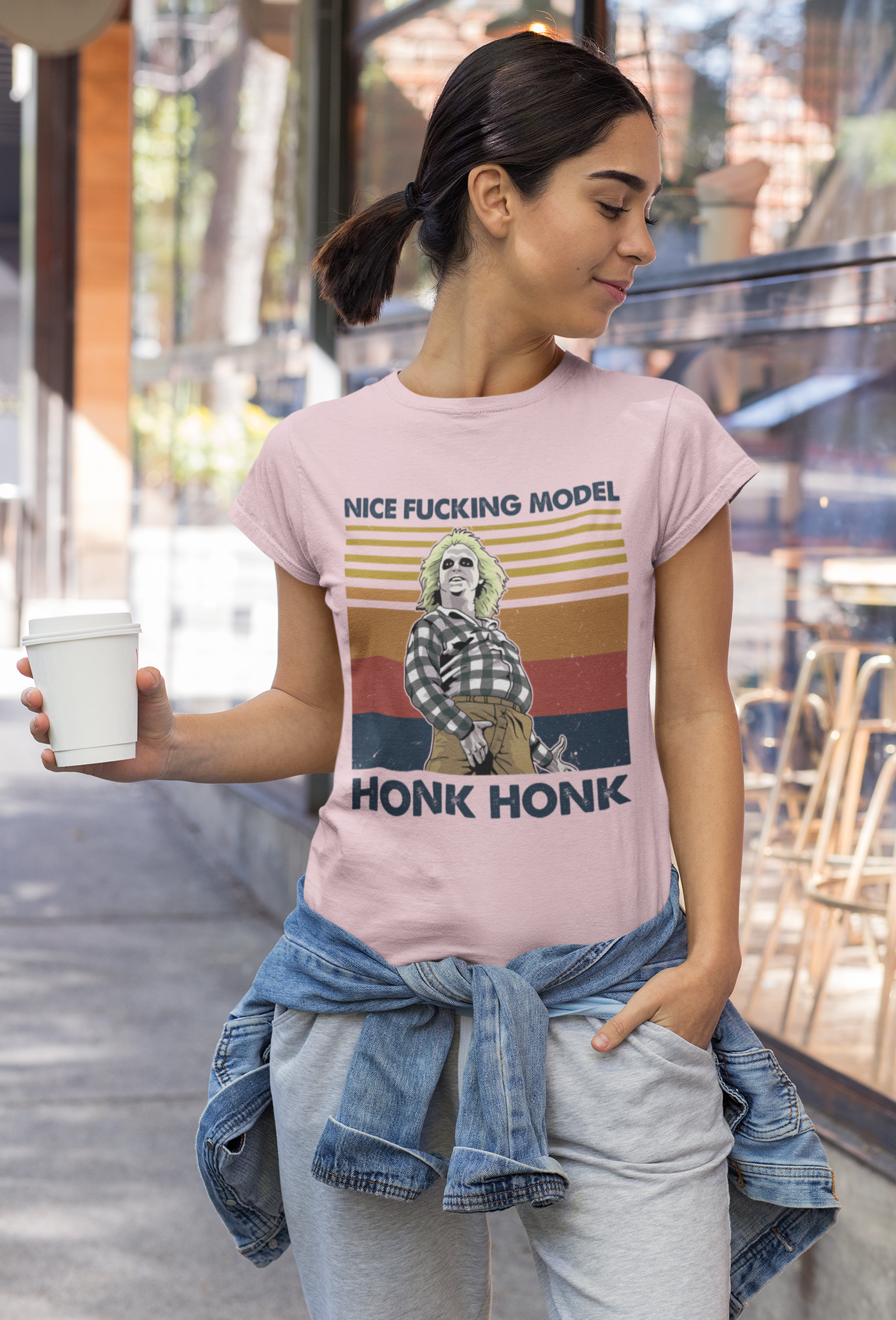 Beetlejuice Vintage Tshirt, Nice Fucking Model Honk Honk Shirt, Halloween Gifts