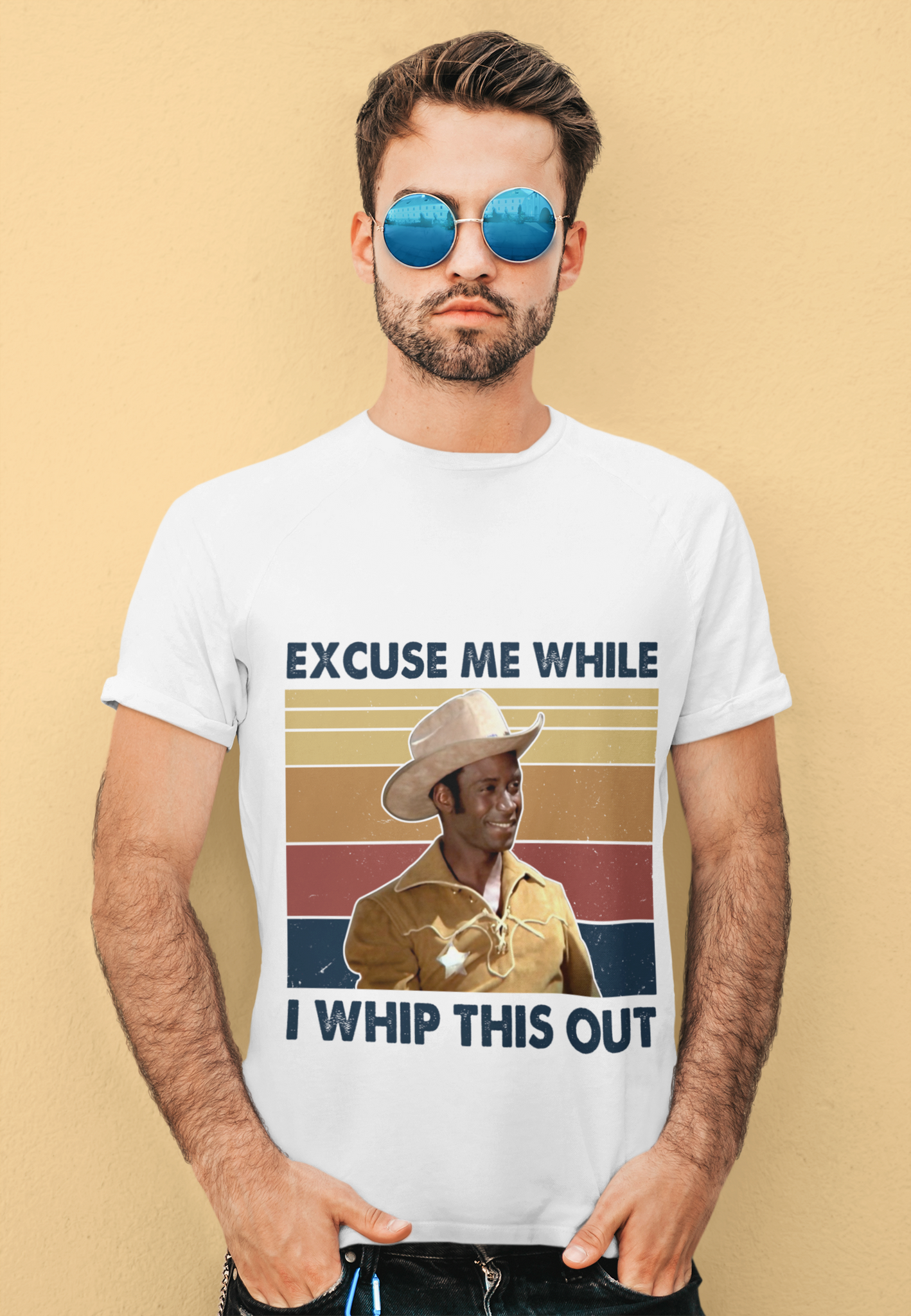 Blazing Saddles Vintage T Shirt, Excuse Me While I Whip This Out Tshirt, Sheriff Bart T Shirt