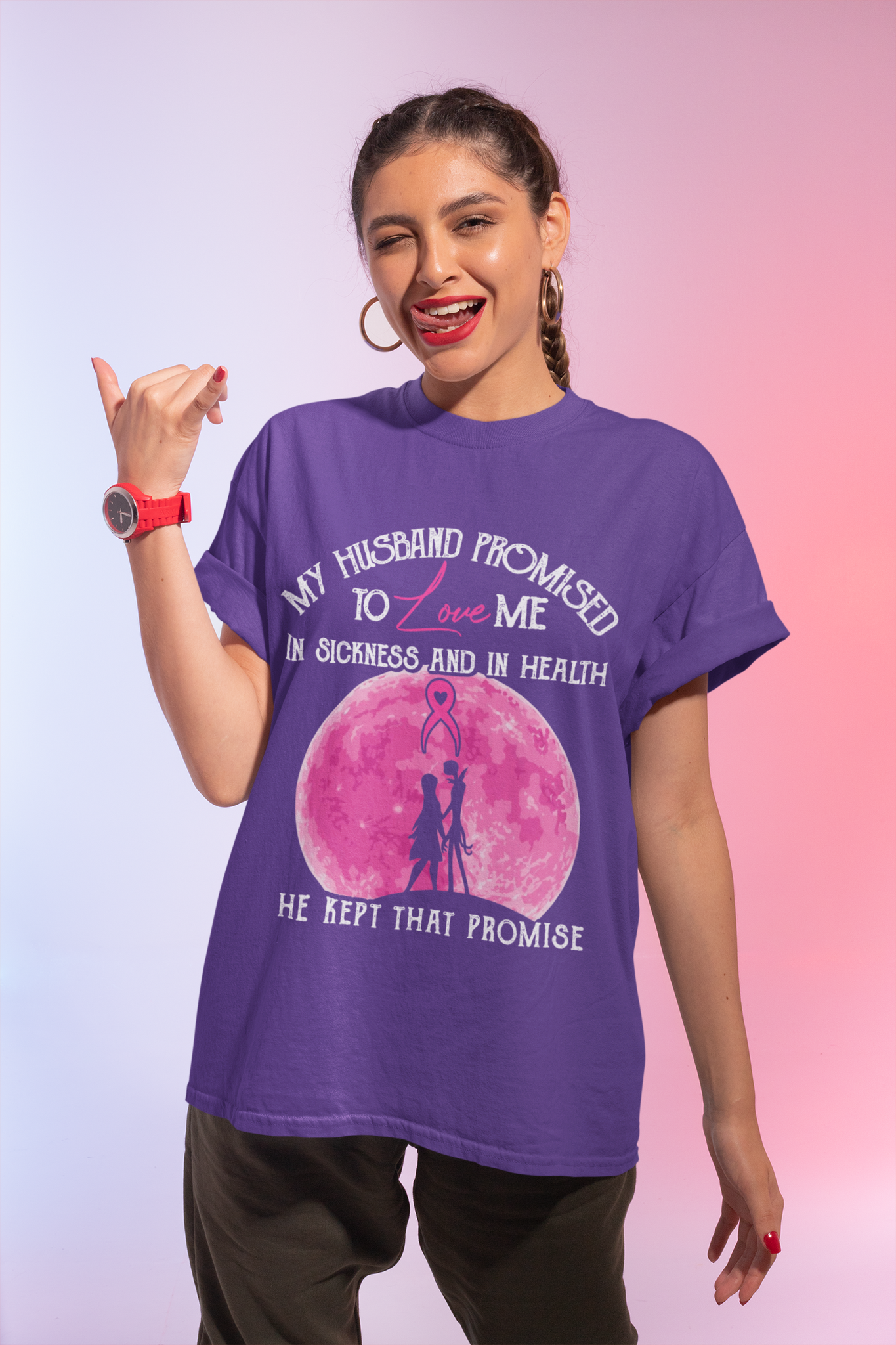 Nightmare Before Christmas T Shirt, Jack Skellington Sally Shirt, My Husband Promised To Love Me Tshirt, Breast Cancer Awareness