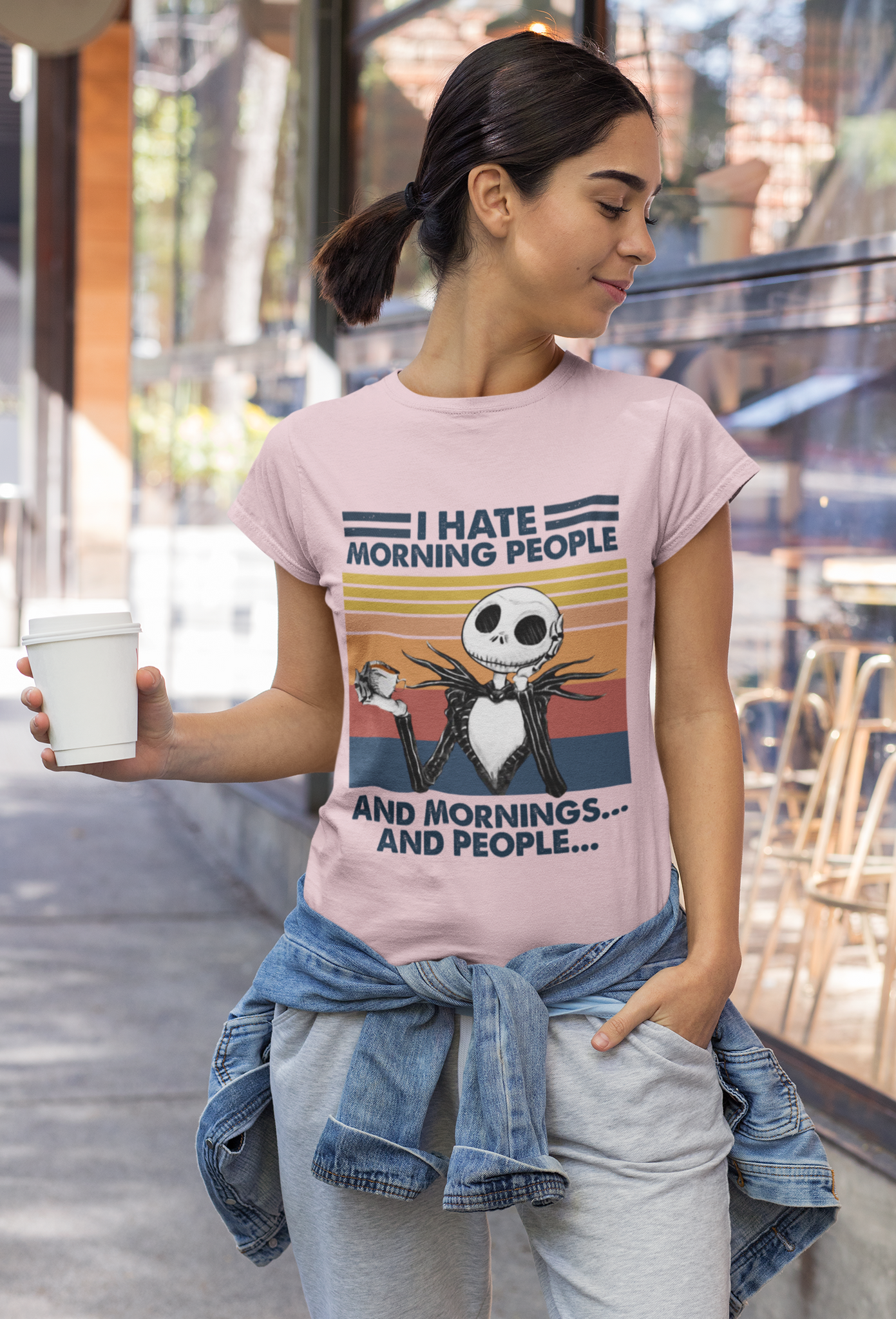 Nightmare Before Christmas Vintage T Shirt, Jack Skellington T Shirt, I Hate Morning People Tshirt, Halloween Gifts